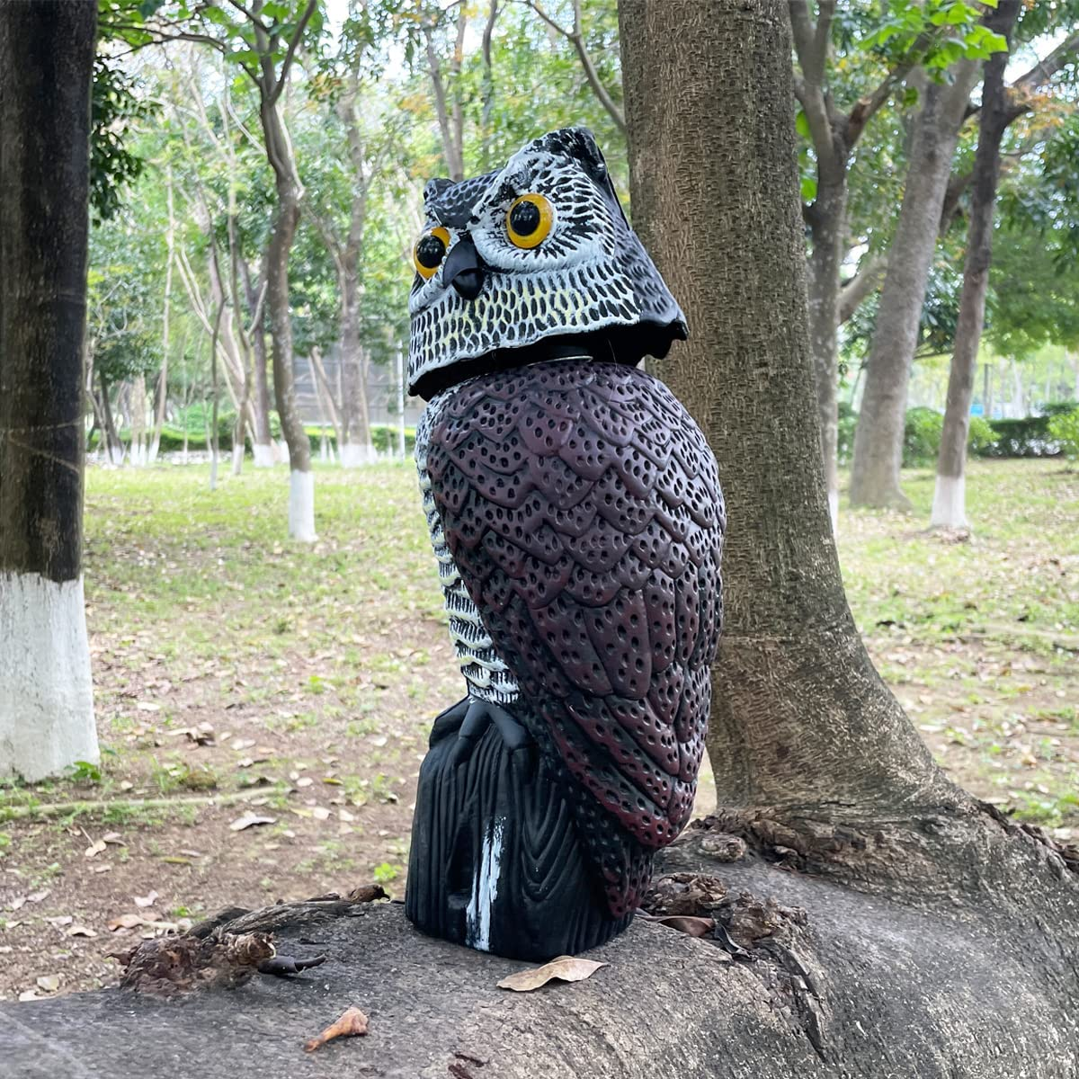 Skycabin Realistic Owl Decoy to Scare Birds Away with Rotating Head,Humane Decoy Deterrent,Natural Scarecrow Fake Owl for Bird/Pigeon/Crow Scarer from Garden,Patio,Yard,Boats and Vulnerable Buildings image number 5