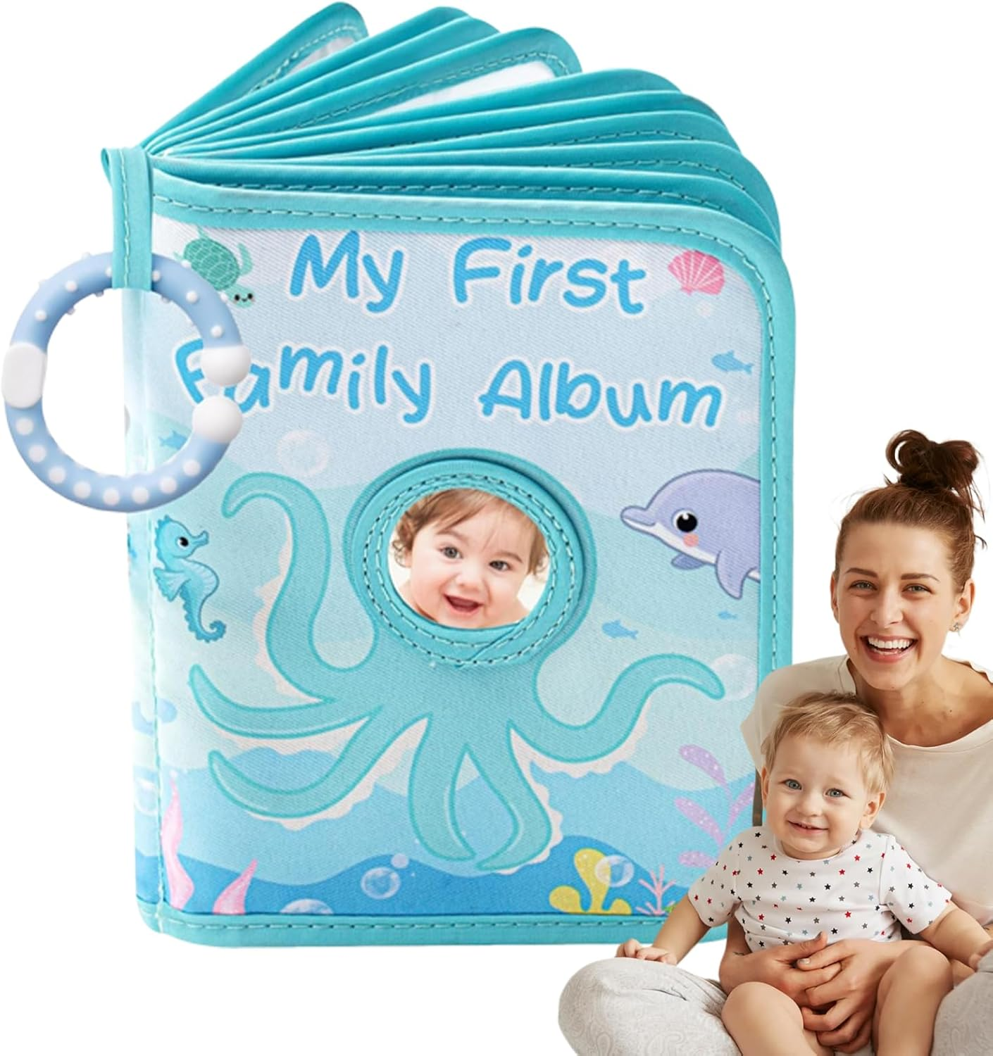 Baby Photo Book - First Fabric Family Photo Book | Baby Photo Book | Baby Picture Book | Octopus Theme Contains 4X6 Inch Photos Soft Fabric Album image number 6