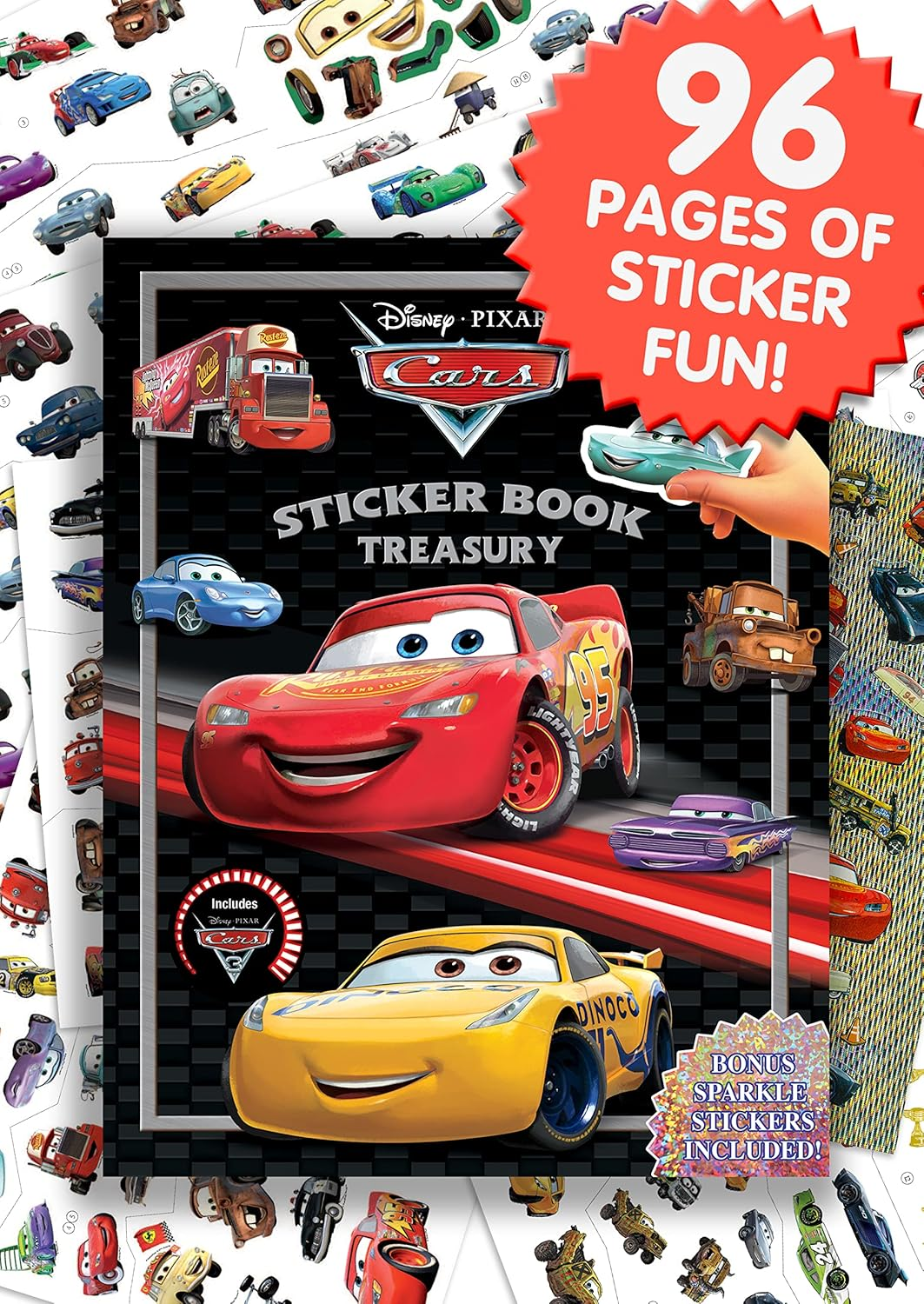 Disney / Pixar Cars Sticker Book Treasury - Activity Books for Kids, 350 Reusable Stickers, 96 Pages of Fun: Activity Book Treasury Puzzle Game for Kids image number 3