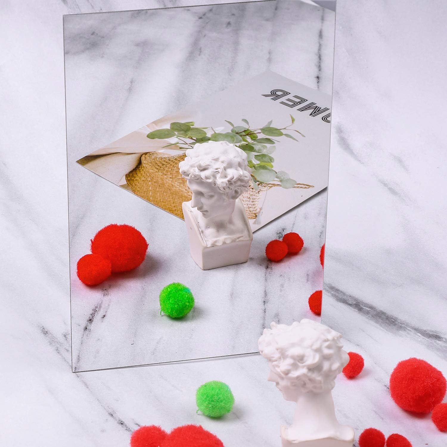 Elcoho 12 Pack School Mirrors Plastic Mirror Decor Flexible Mirror Sheets Self Adhesive Mirror Tiles Silver Mirror Board Card for School Educational or Home Decor