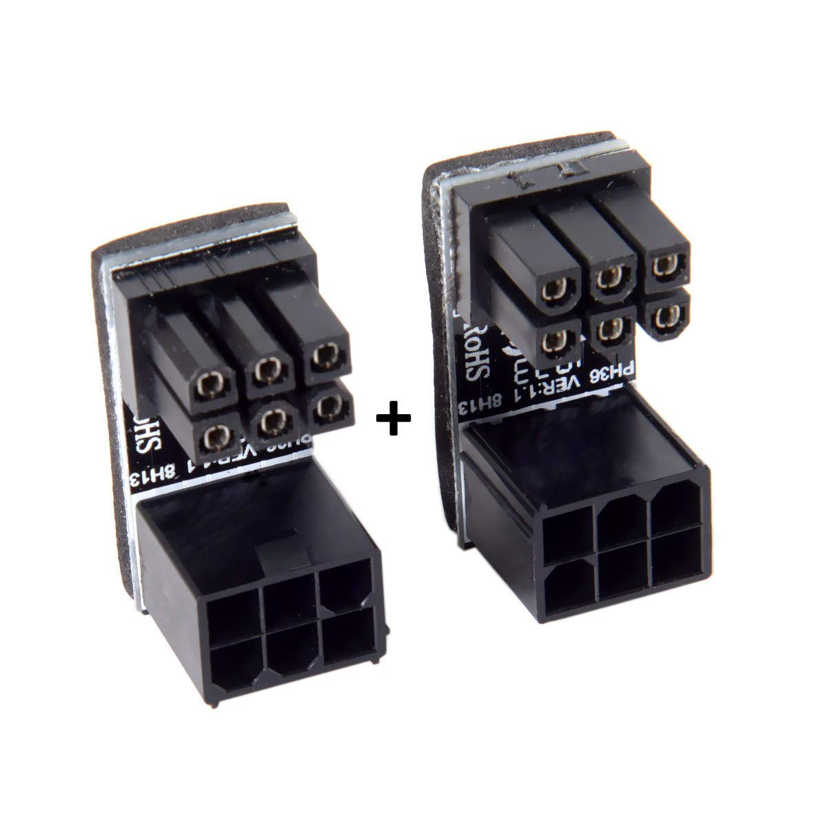 Cablecc ATX 6Pin Female to 6Pin Male 180 Degree Angled Power Adapter for Desktops Graphics Card