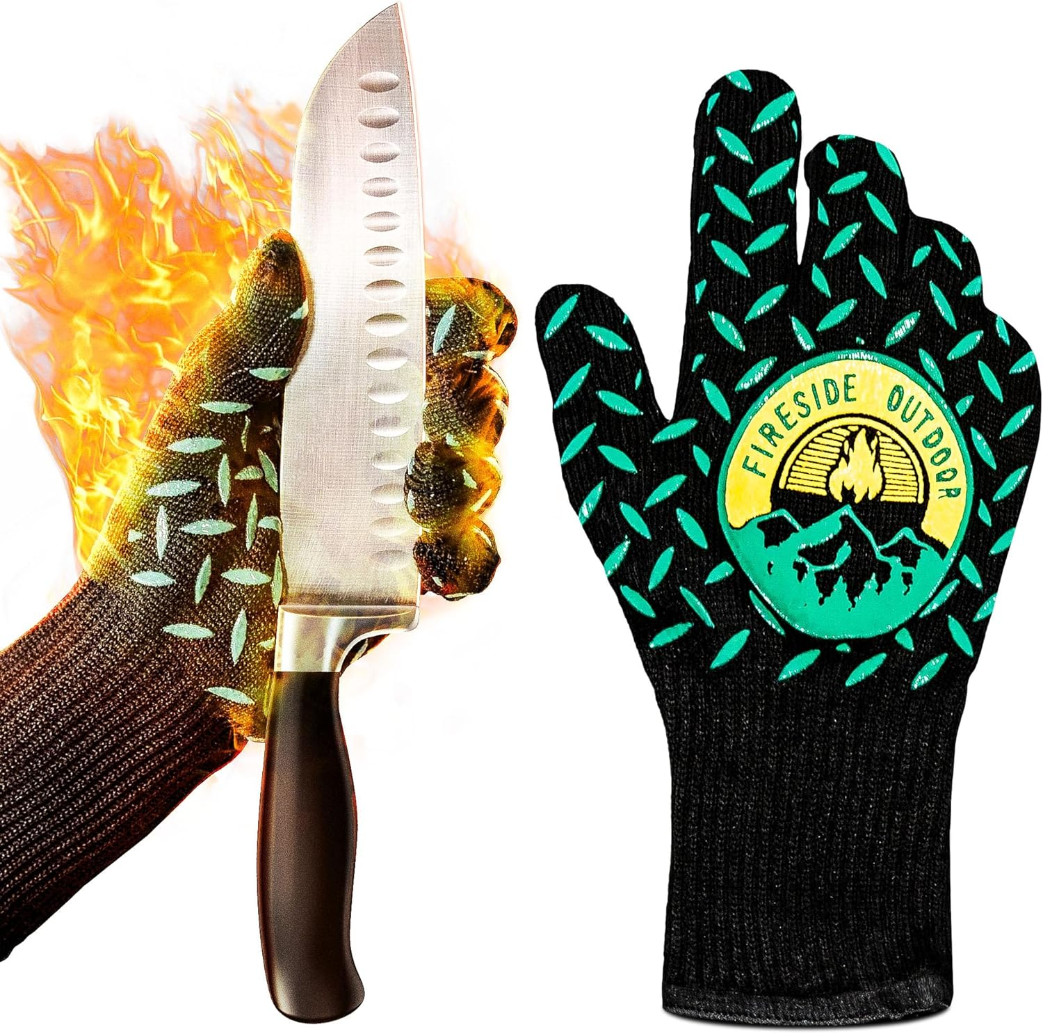 Fireside Outdoor Thermal Resistant Gloves - BBQ Gloves, Fire Gloves, Heat Resistant BBQ Gloves, Campfire Gloves, Fire Protection Gloves, Heat Proof Gloves, Hot Gloves for Grilling, 932&deg;F Resistance image number 2