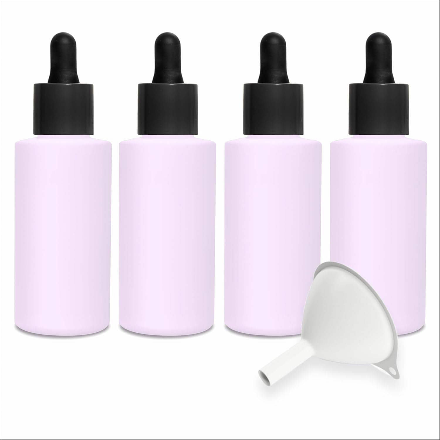 Lilac Colour Glass Dropper Bottle for Essential Oils | Set of 4 | 50Ml | Elegant & Durable | Includes Funnel | Ideal for DIY Beauty & Aromatherapy image number 4