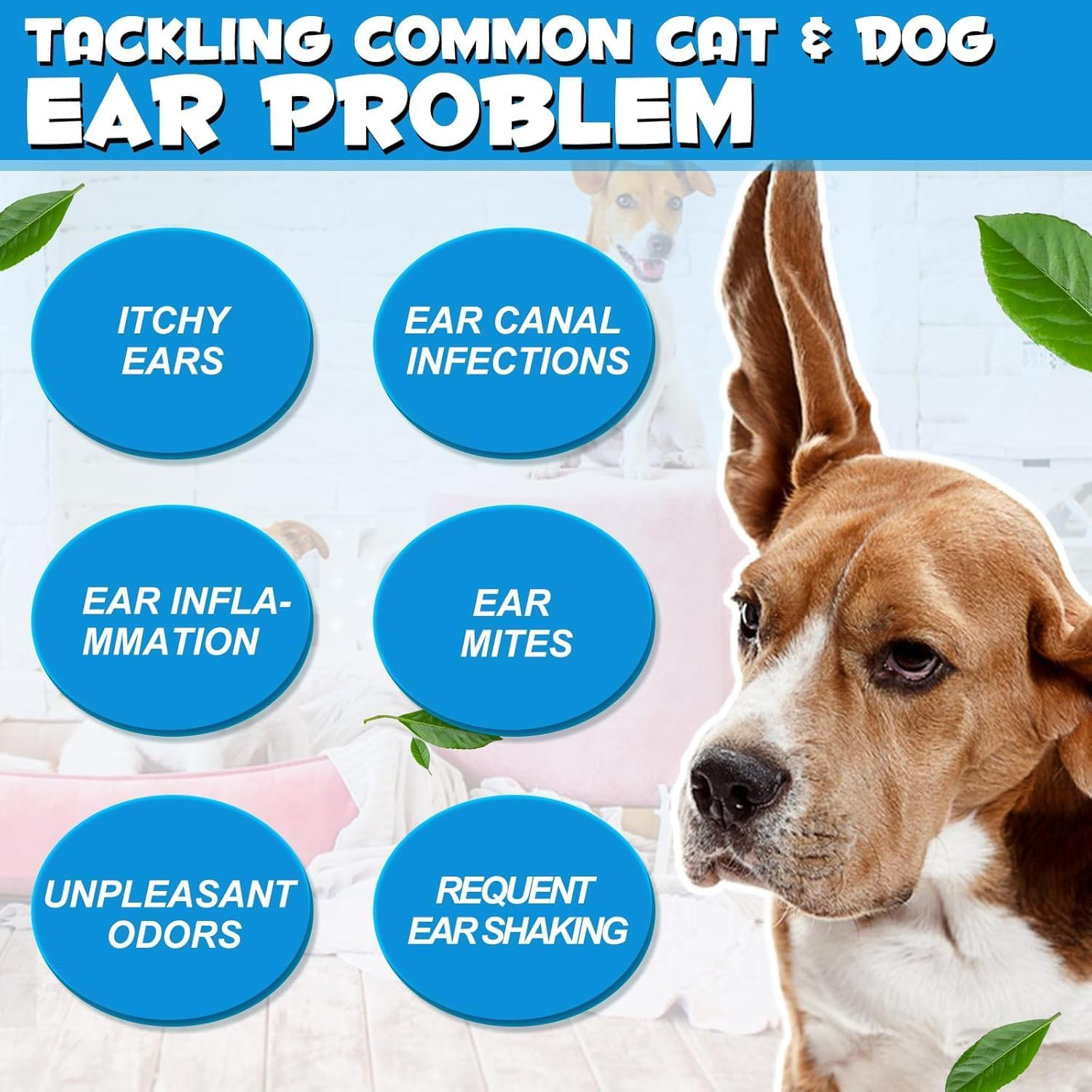 Dog Ear Infection Treatment, Cat & Dog Ear Cleaning Drops, with 1% Hydrocortisone for Dog Yeast Ear Infections, Dog Ear Cleaner Prevents Inflammation image number 1