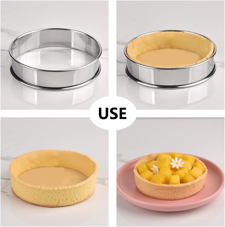 Guowall 6 Pcs English Muffin Rings Nonstick Metal round Cake Mold Stainless Steel Double Rolled Tart Ring for Baking - 10 X 2.5Cm image number 3