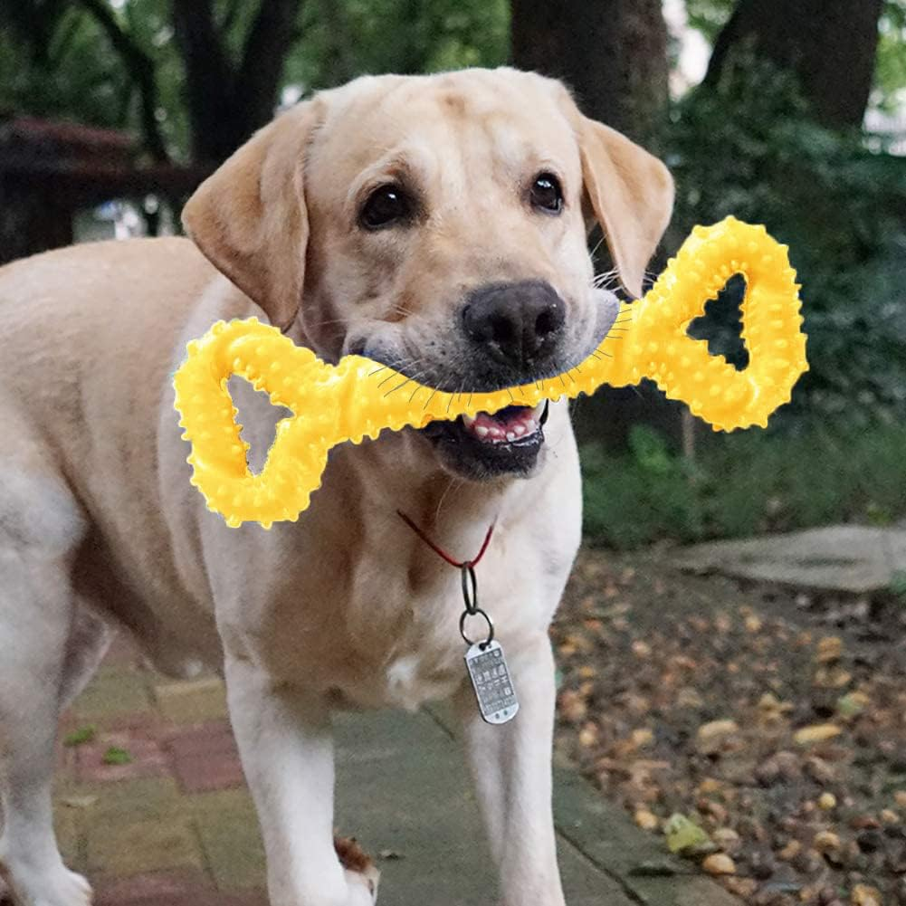 Dog Chew Bone Toy for Aggressive Chewers, Made of Hard Rubber, Durable Chew Toy, Durable and Virtually Indestructible, Cleaning Teeth and Massaging Gums (Yellow) image number 6