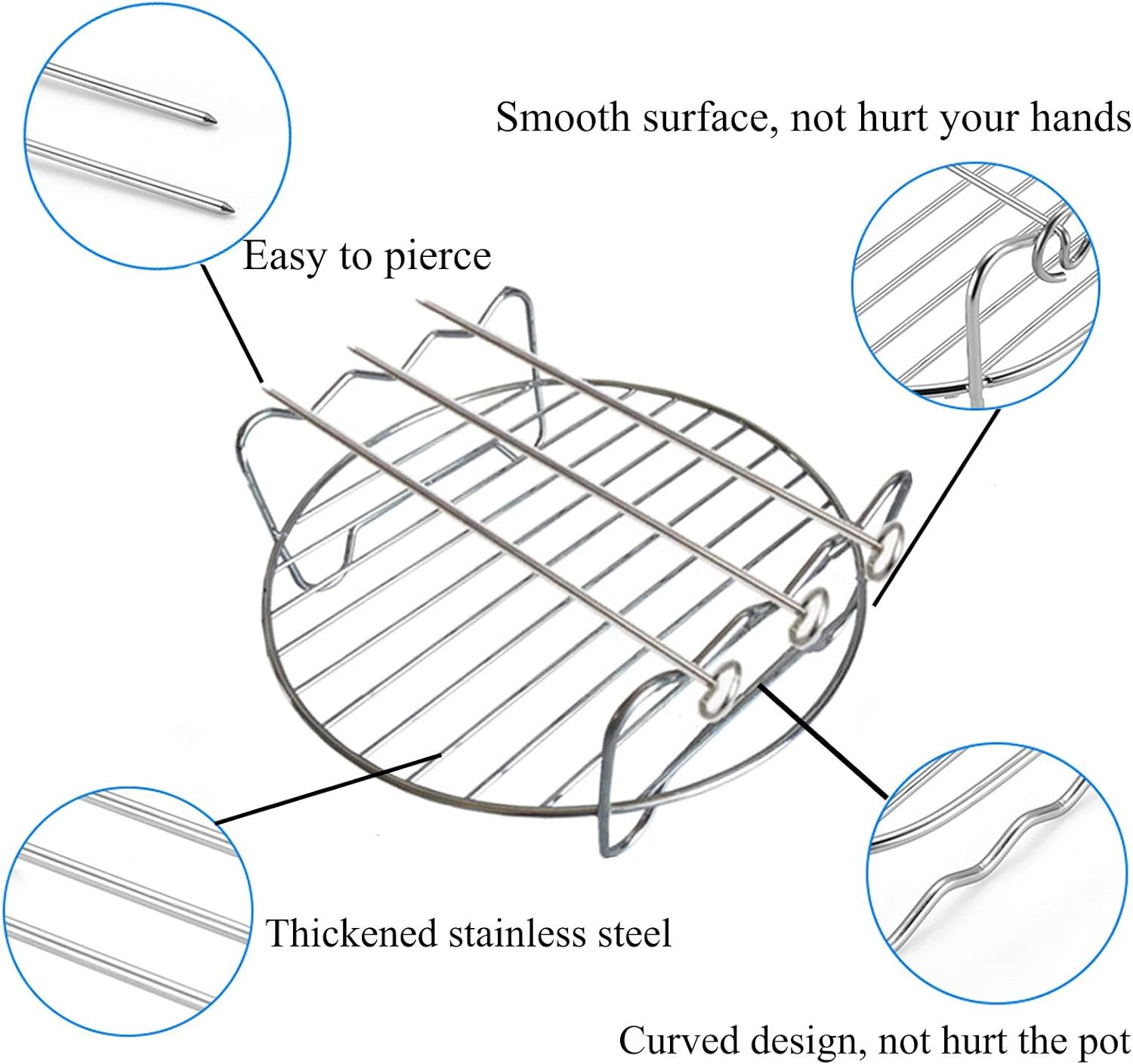 Air Fryer Accessories Multipurpose Double Layer Rack Set of 3 with Skewer round Cooking Rack Fits Most 2.5QT or above Air Fryers