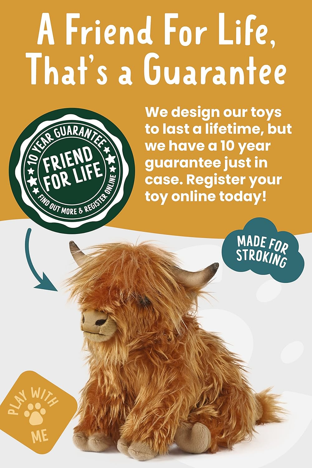 Living Nature Highland Cow Plush Toy with Sound, 30Cm, Realistic Farm Animal with Educational Fact Tags, Eco-Friendly and Cuddly, Ideal for Kids, Animal Lovers, and Home D&eacute;cor image number 6