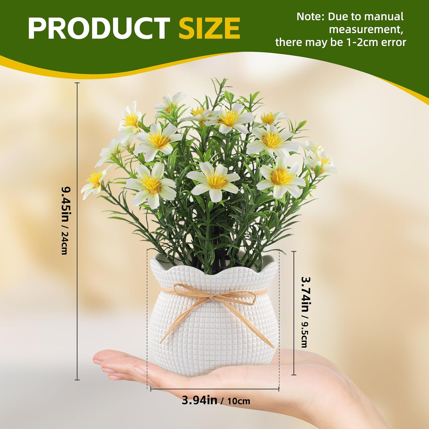 Artificial Daisy Flowers Potted Fake Plants Indoor Outdoor UV Resistant Faux Silk Bouquets All-Season Home Decor for Vase Table Desk Garden Party image number 6