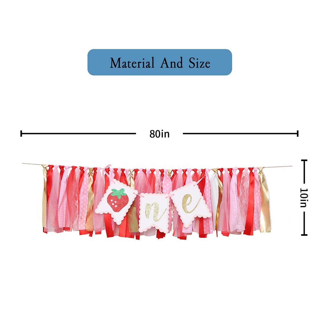 Strawberry High Chair Birthday Banner, Berry Sweet One Birthday Party Decorations, Smash Cake Photo Prop for 1St Birthday, First Birthday Party Supplies Souvenir Gifts for Girls Boys(Red) image number 4