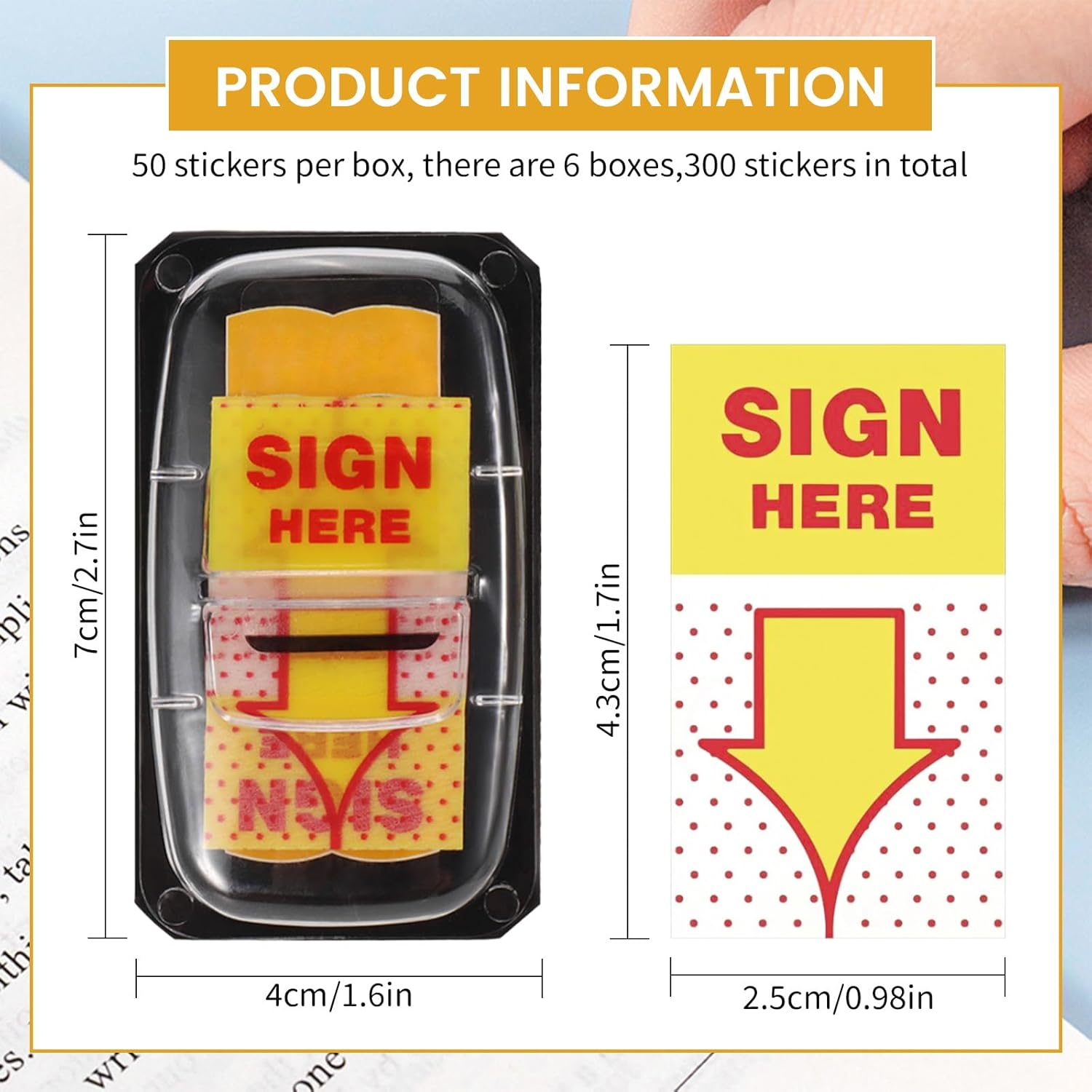300Pcs Sign Here Tabs Stickers Sign Here Post Its Flags Tabs Flags Arrow Sticky Notes Page Markers Tabs Notary Supplies for Office School Notebook Note Book Notarization (300) image number 2