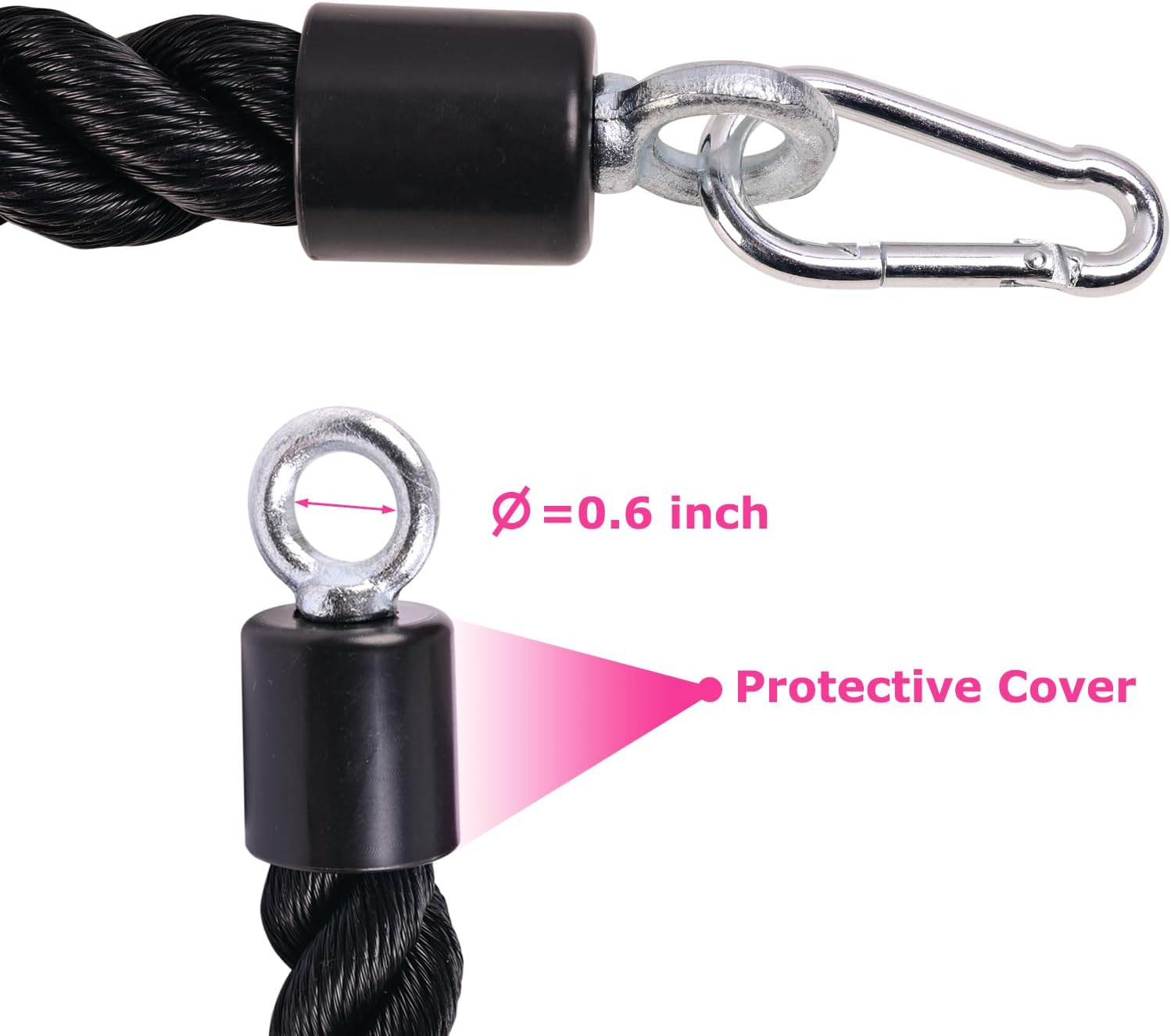 Tricep Rope Pull Down,Heavy Duty Triceps Kit Easy to Grip & Non Slip Cable Attachment Ideal for Home Gym Face Pulls Tricep Push down Rope System - A.Single Grip image number 6