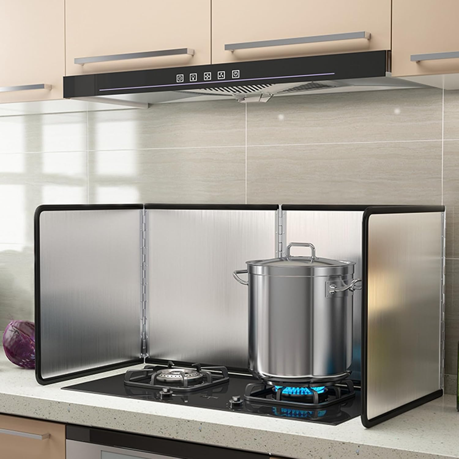 4 Sided Splatter Guard, 80 * 40 * 40CM Grease Foldable Splatter Guard for Stove Stainless Steel Oil Splatter Screens Backsplash for Fine Mesh Oil Splash Guard anti Splatter Shield Guard image number 4