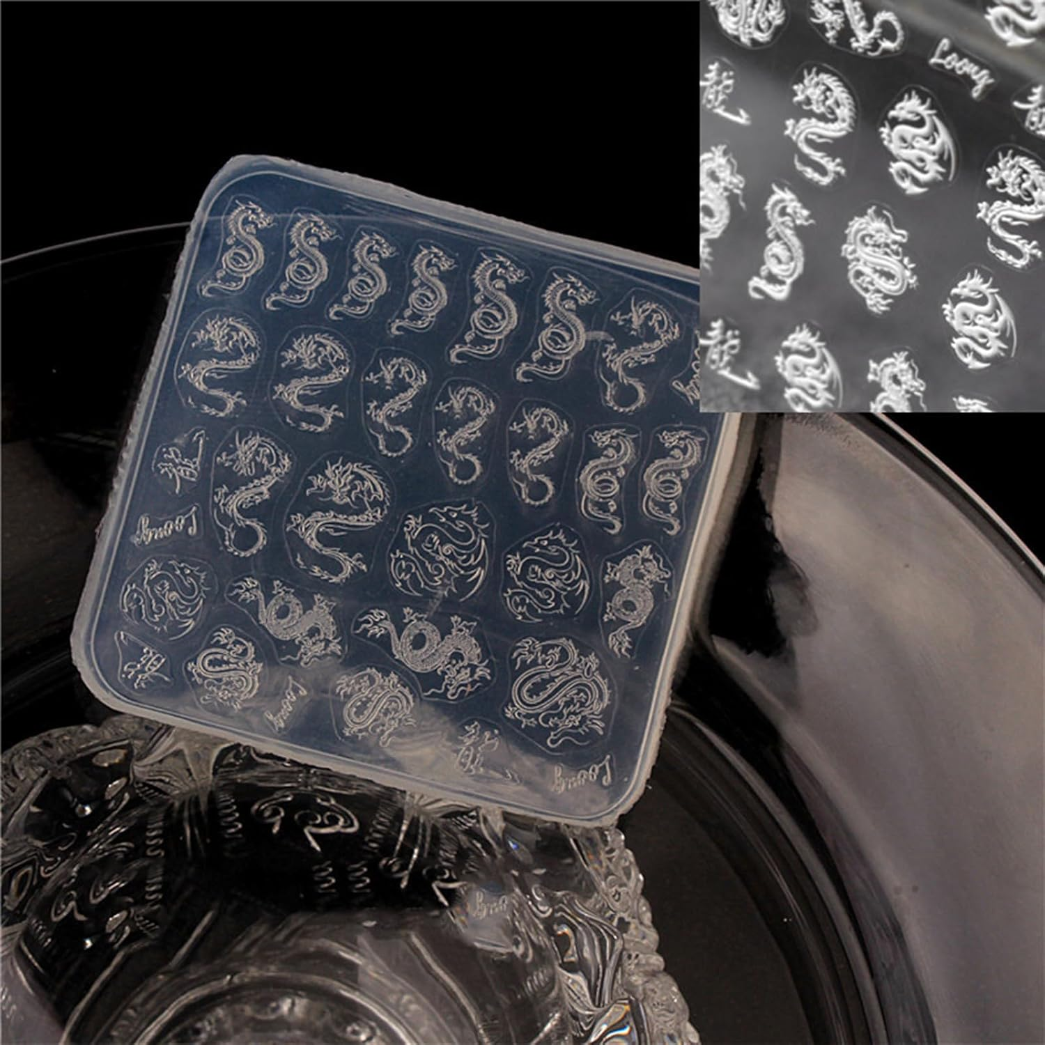 Silicone Nail Art Mold - Sturdy & Reusable for DIY Nails, Salon Use, Home Decoration - Professional Nail Artists Kit with Butterfly & Rose Designs Embossing image number 3