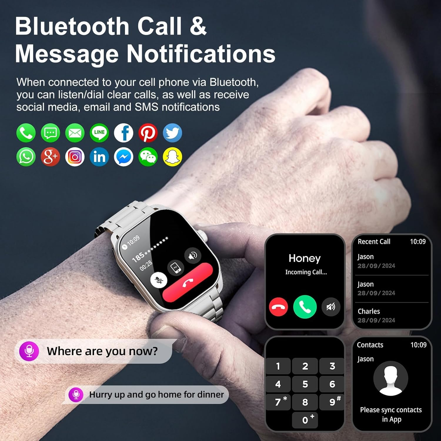 Curve Military Smart Watch for Men(Answer/Make Call), 2.01" Smartwatch 2025 Newest Fitness Tracker with 120+ Sports Modes IP68 Waterproof Fitness Watch for Android Ios (2 Straps) image number 4