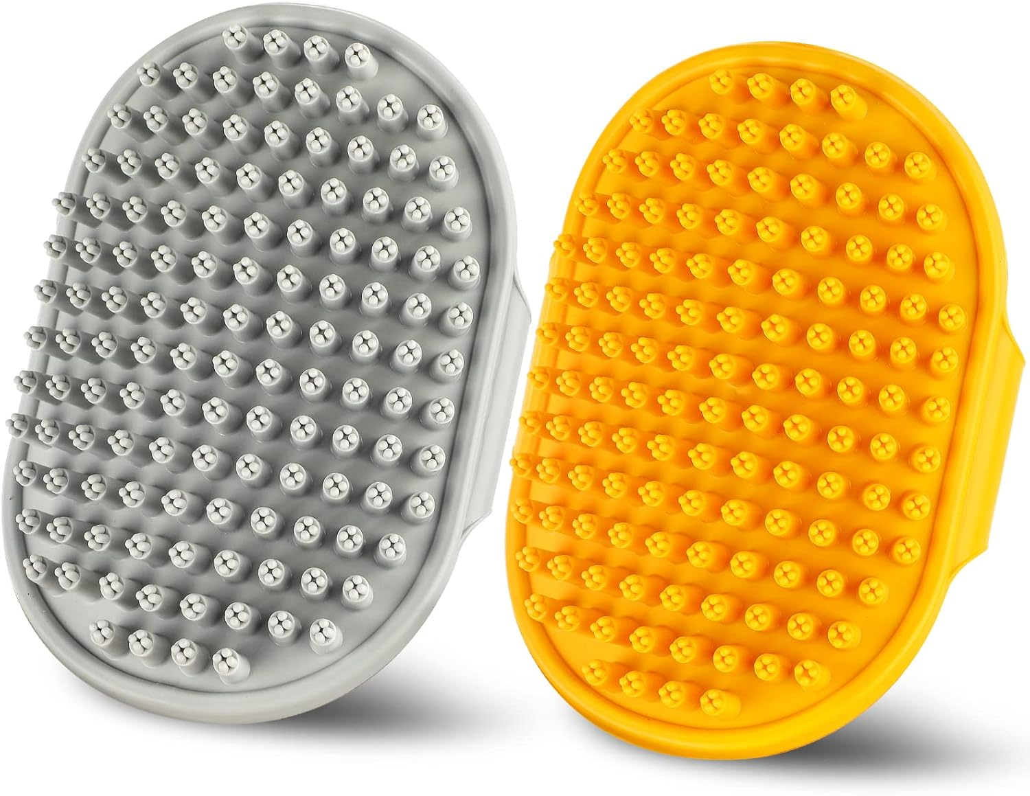 Dog Bath Brush Dog Shmpoo Brush Massage Brush of Dog Cleaning and Beauty Set 2 Pcs (Plum Brush Head, Yellow + Grey) image number 2