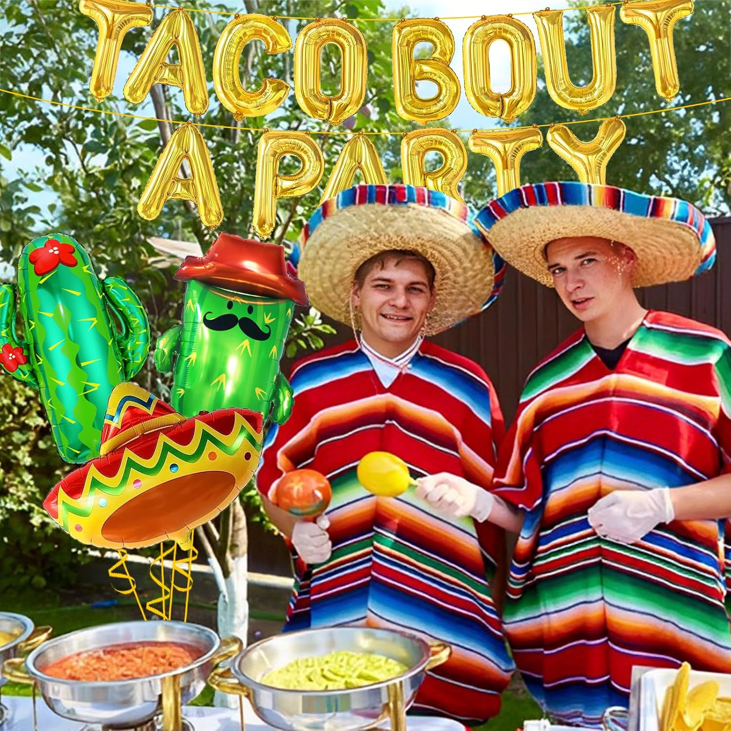 Big Taco Party Decorations Set, 24Pcs Fiesta Decorations with Mexican Balloons, Cactus, Avocado, Sombrero, Donkey Balloons for Cinco De Mayo - Taco Bout a Party image number 1