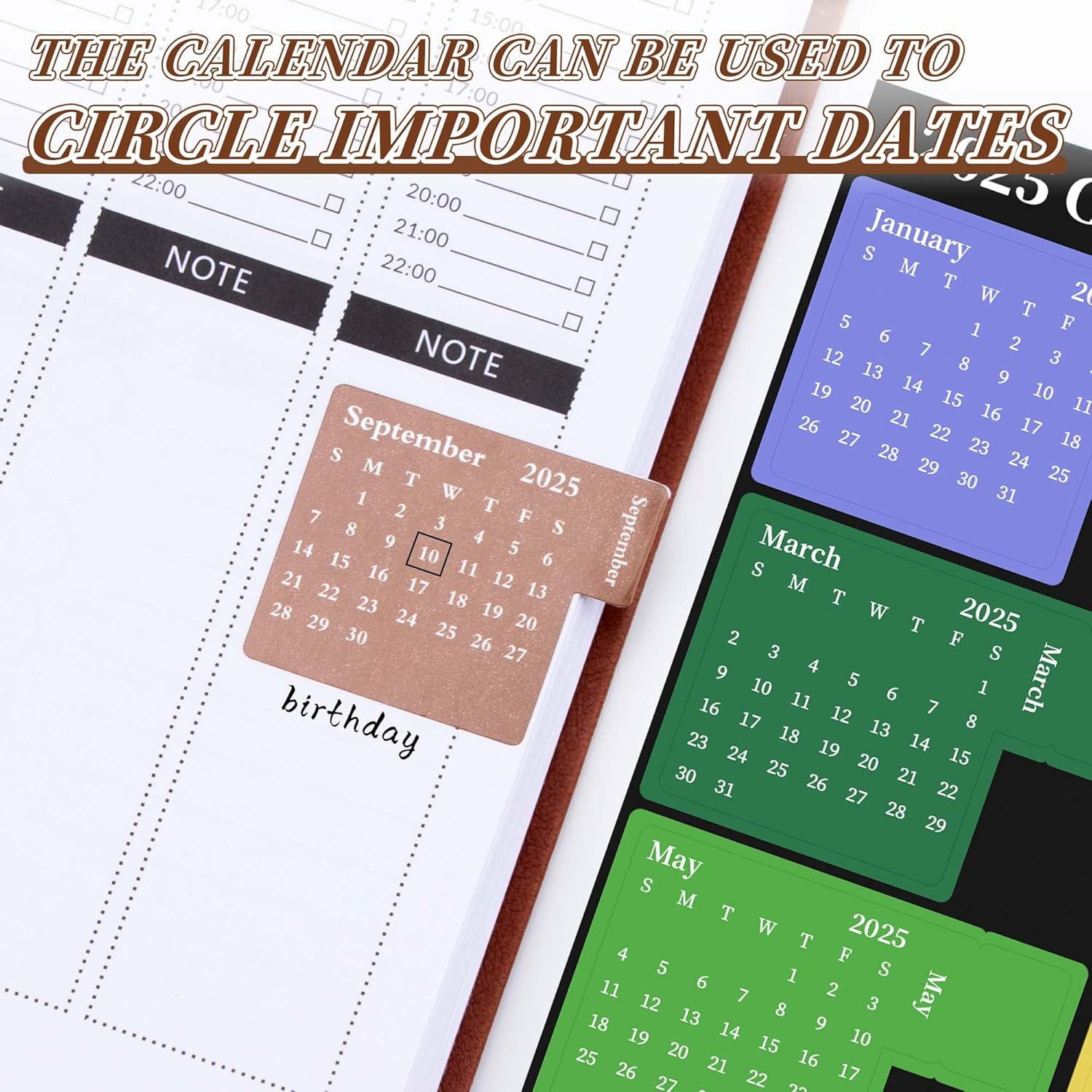 YUNAI 2025 Monthly Tabs for Planners, 4-Pack Calendar Stickers Tabs for Adults Notebooks, Month Dividers Sticky Tabs Labels for Notebooks Office Study Planner Accessories image number 3