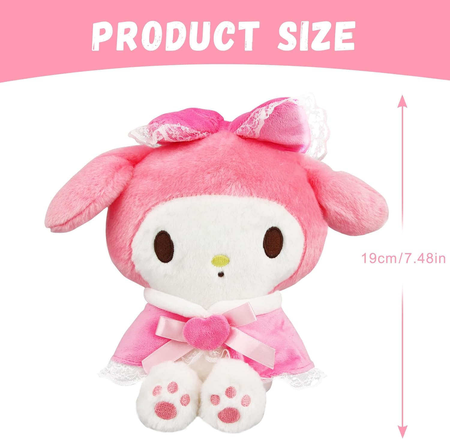 My Melody Plush Toy, Cute Anime Figure, Cartoon Plush, Sanrio Kawaii Plushie image number 4