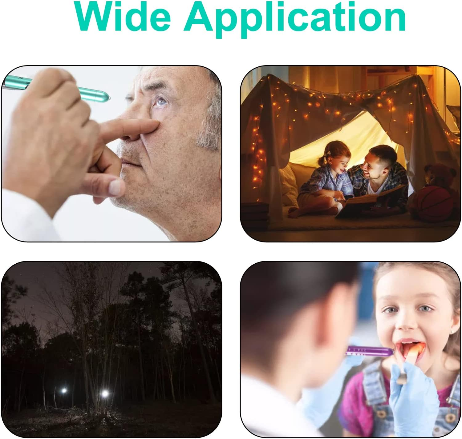 3Pcs Pen Light,Nurse Medical Reusable LED Penlight White Light with Pupil Gauge and Ruler (Black + Purple + Teal) image number 5