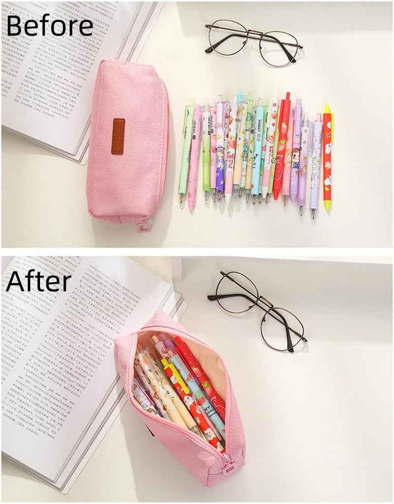 Cotton Linen Small Student Stationery Bag Coin Cosmetic Bag, 1PC Pink image number 6