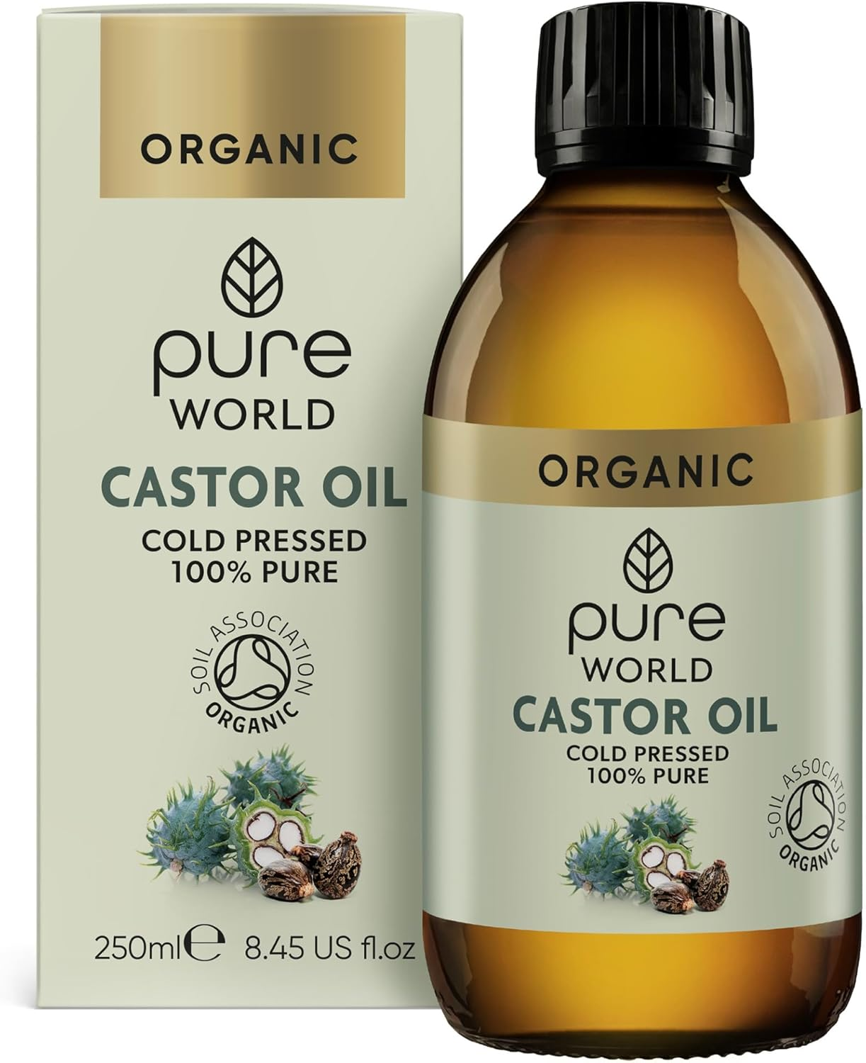 Pure World Natural Organic Castor Oil 250Ml Premium Quality Cold & Fresh Press Glass Bottle Hexane Free for Hair, Skin - Ideal for Moisturizing, Conditioning, and Eyelashes & Eyebrows- Food Grade image number 5