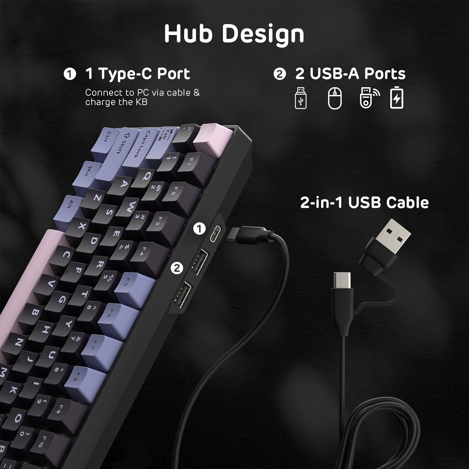 RK ROYAL KLUDGE RK96 RGB Limited Ed, 90% 96 Keys Wireless Triple Mode BT5.0/2.4G/USB-C Hot Swappable Mechanical Keyboard W/Wrist Rest, Software Support & Massive Battery, Tactile Pale Green Switches - Black  Pink image number 2