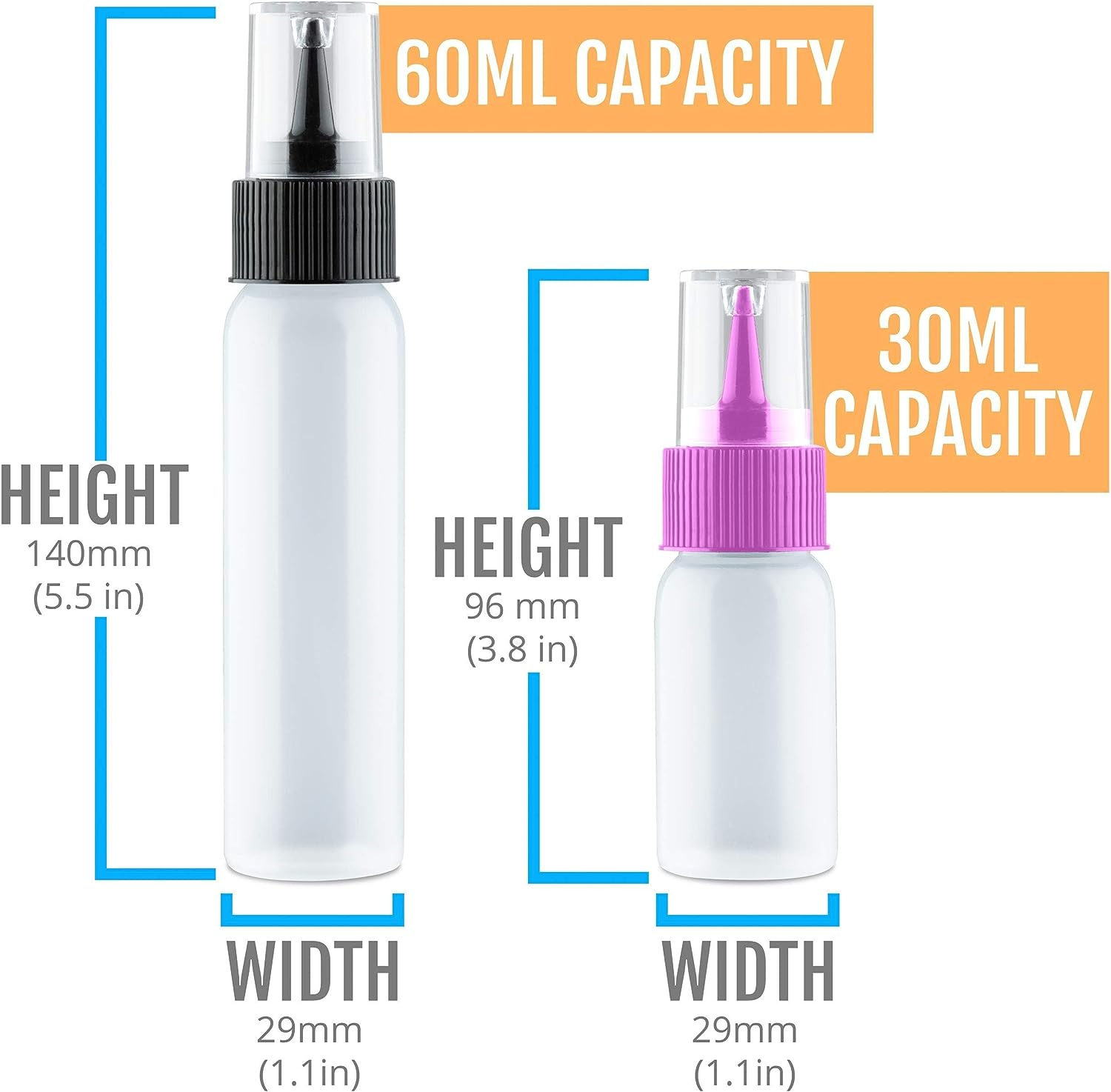 Writer Bottles - 6 Easy Squeeze Applicator Bottles - 3 Each (1 and 2 Ounce) - Cookie Cutters and Cake Decorating, Food Coloring and Royal Icing Supplies image number 2