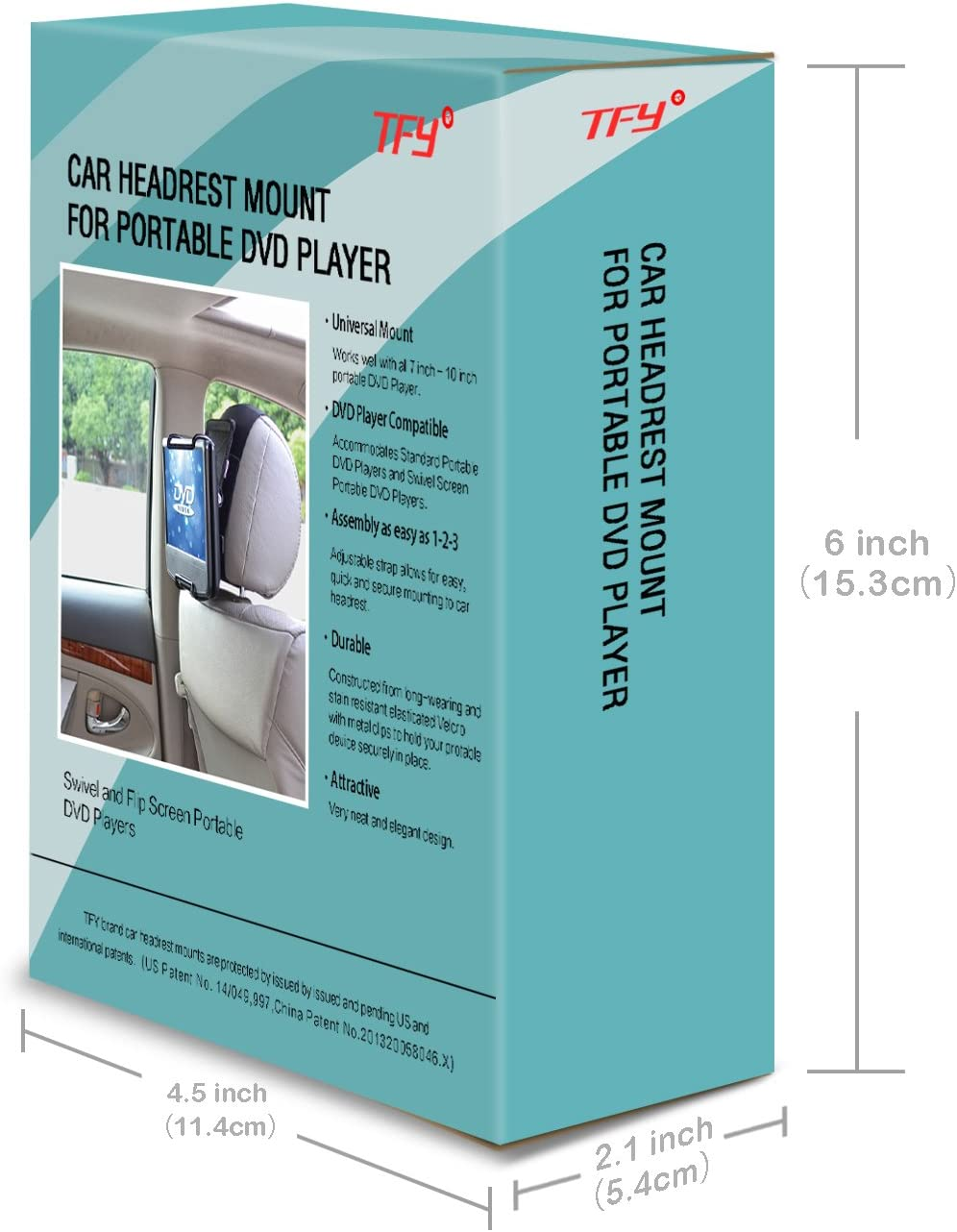 TFY Universal Car Headrest Mount Holder with Angle- Adjustable Holding Clamp for 7-9 Inch Swivel Screen Portable DVD Players, Black image number 6