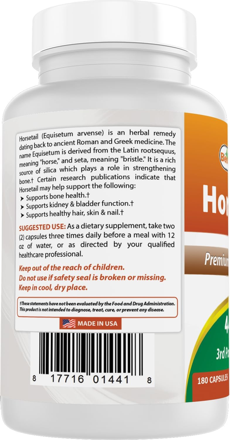 Best Naturals Horsetail 440 Mg 180 Capsules (180 Count (Pack of 2)) image number 4