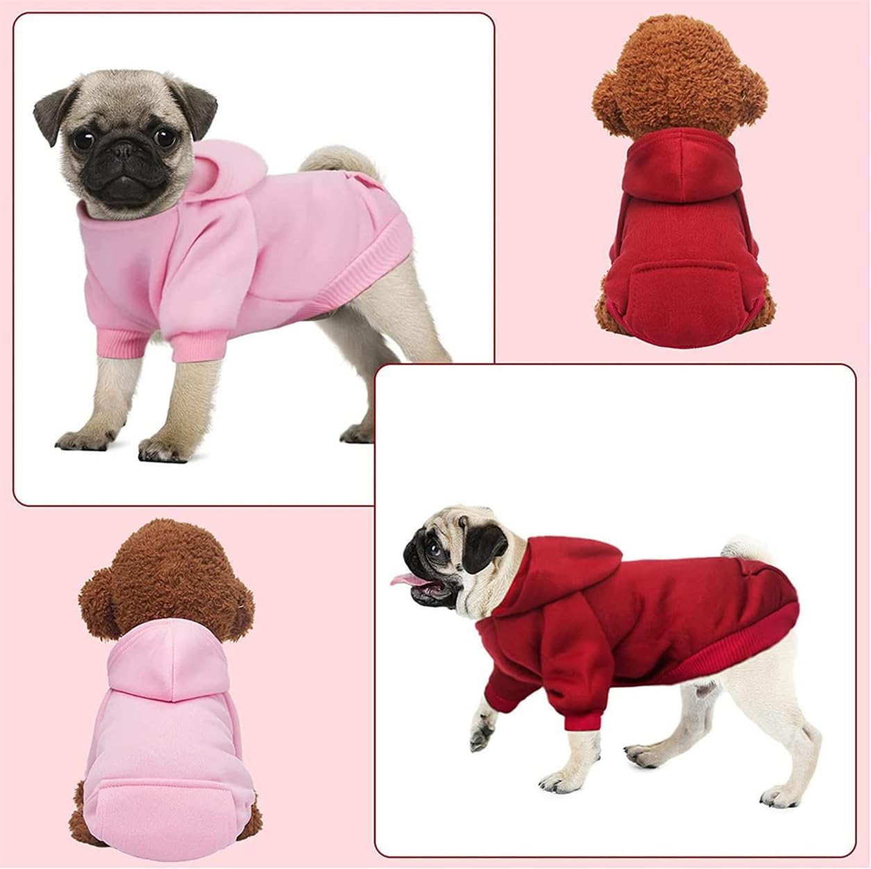 4 Pcs Small Dog Sweaters Dog Hoodie Clothes with Hat for Small Dogs Chihuahua Clothes with Pocket Puppy Pet Winter Clothes Warm Hoodies Coat Sweater Shirt (L) image number 1