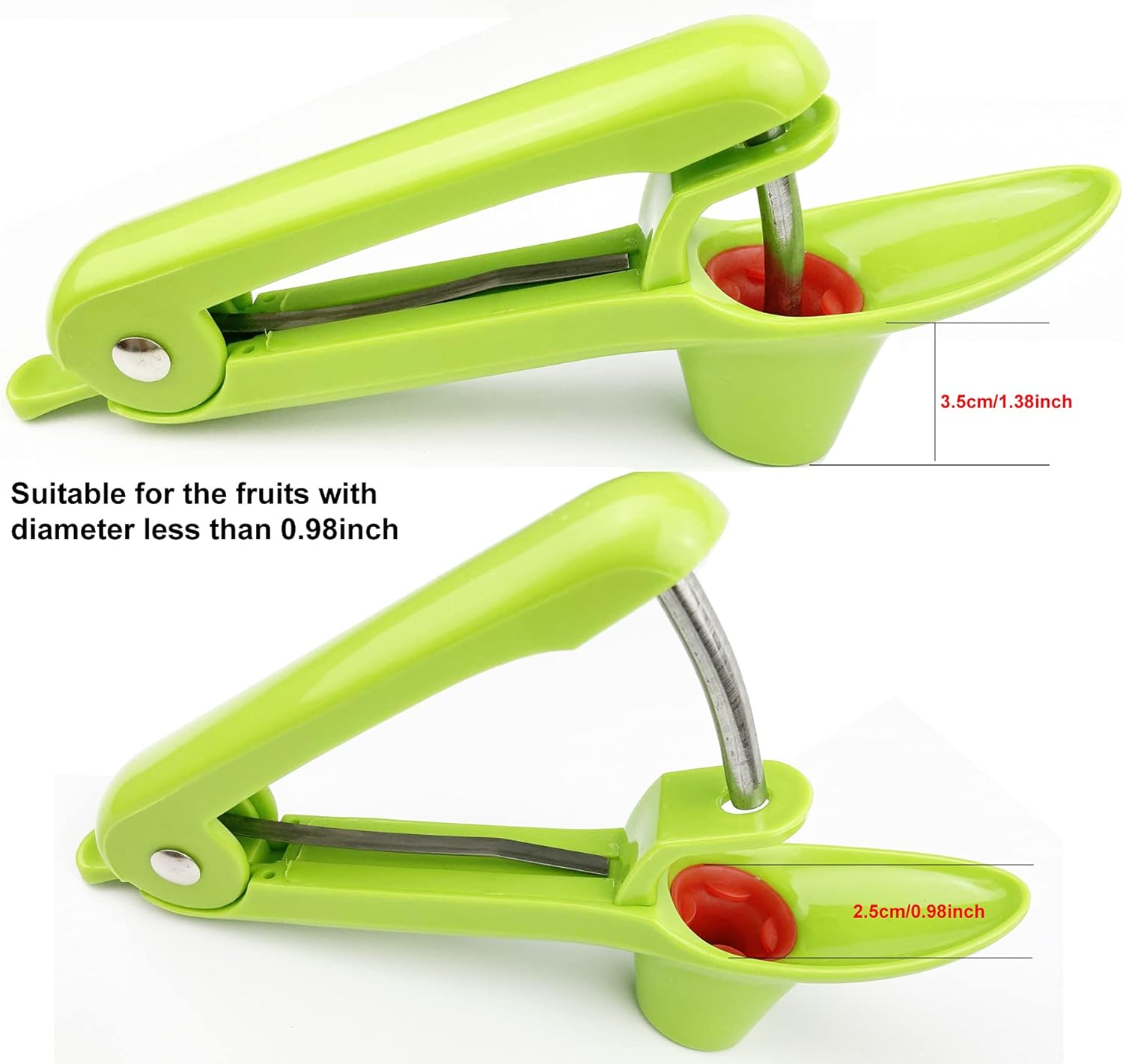 Becho Cherry Pitter and Cherry Stone Remover with Food Grade Silicone Cup, Extended Splash Guard (Green) image number 1