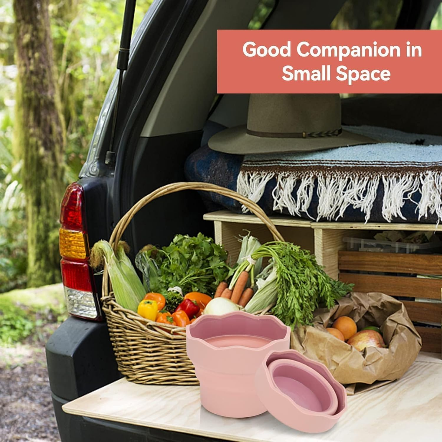 2PCS Collapsible Paint Brush Washer, Portable Silicone Washing Bucket Brush Holder Brush Cleaner Painting Water Cup Collapsable Cups for Watercolor Oil Painting(Pink) - Blue image number 5