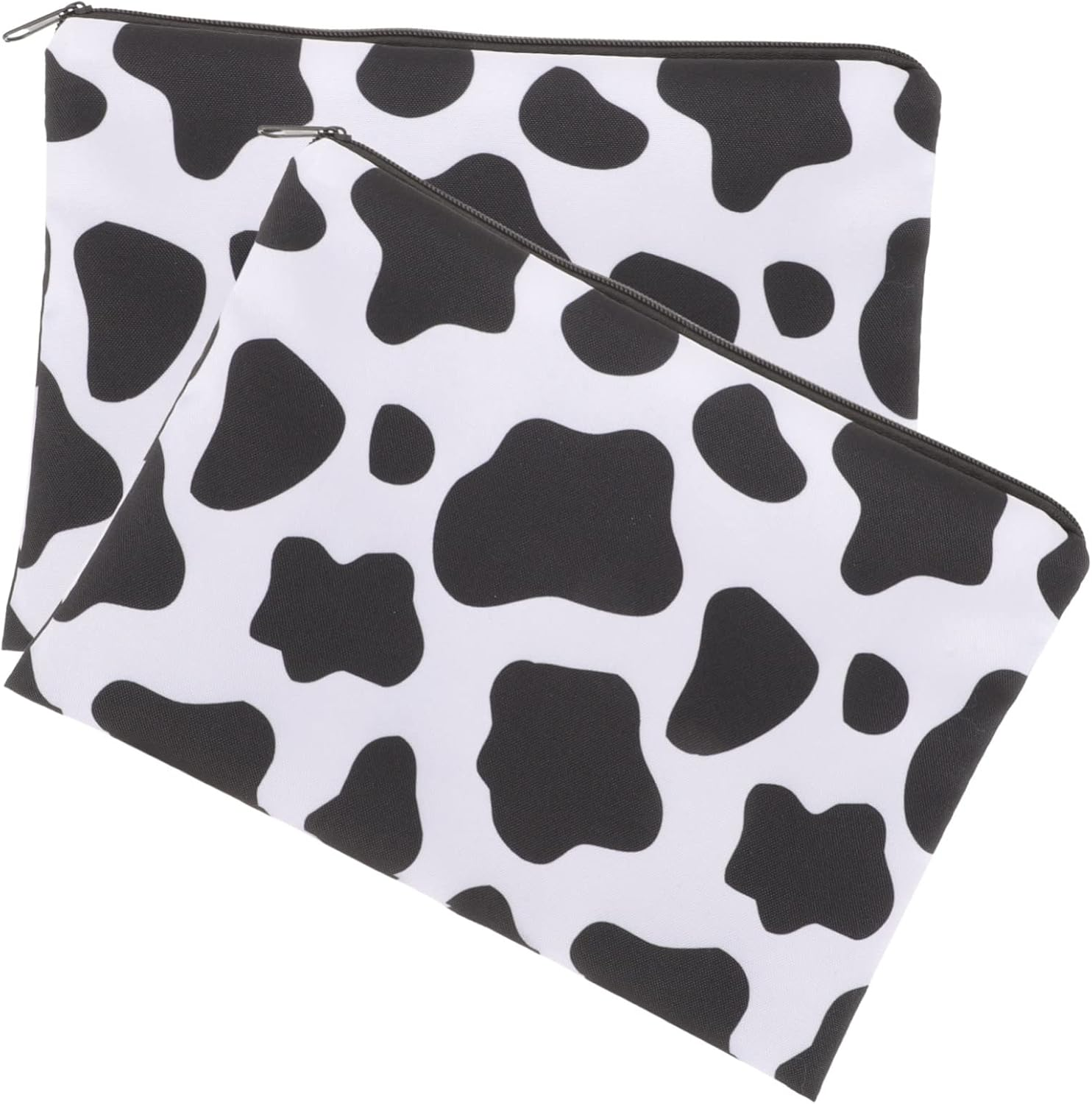 Makeup Bags Travel Cosmetic Organizer 2Pcs Large Square Black and White Cow Print Toiletry Pouch for Girls Portable Multifunctional Storage image number 6