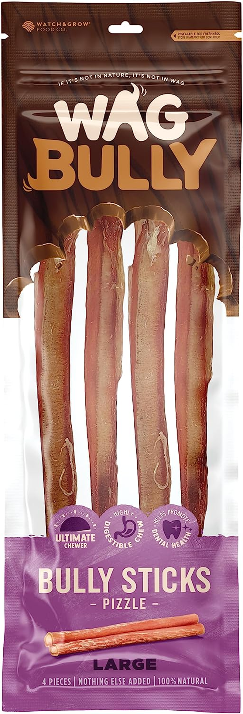 Large Bully Sticks 4 Pack, Grain Free Hypoallergenic Natural Dog Treat Chew, Beloved Boredom Busters image number 2