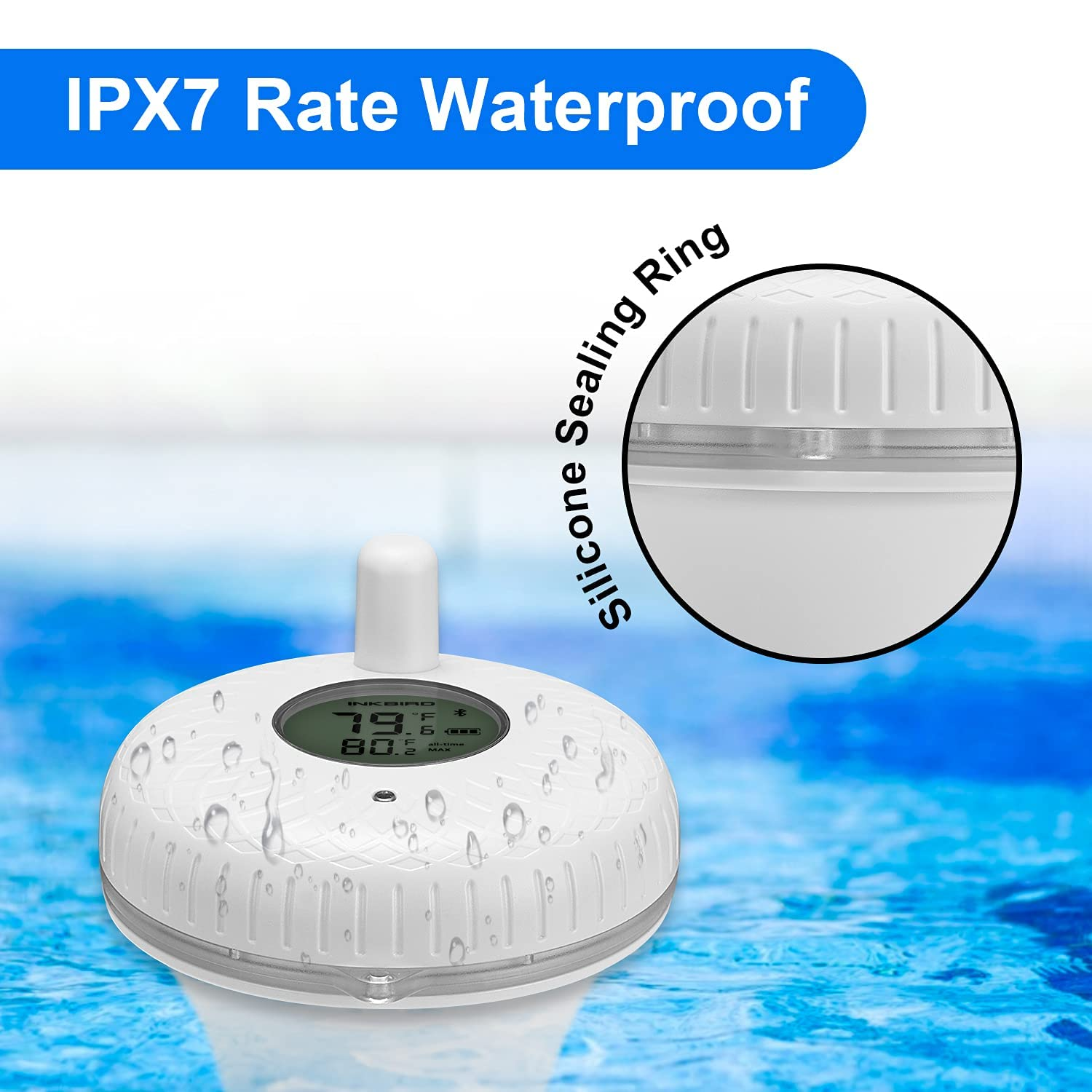 INKBIRD Bluetooth Pool Thermometer Floating IBS-P01B Easy Read Remote Pool Thermometer Temperature Meter for Outdoor Indoor Swimming Pools, Spas, Bath Water, Hot Tubs and Ponds image number 6