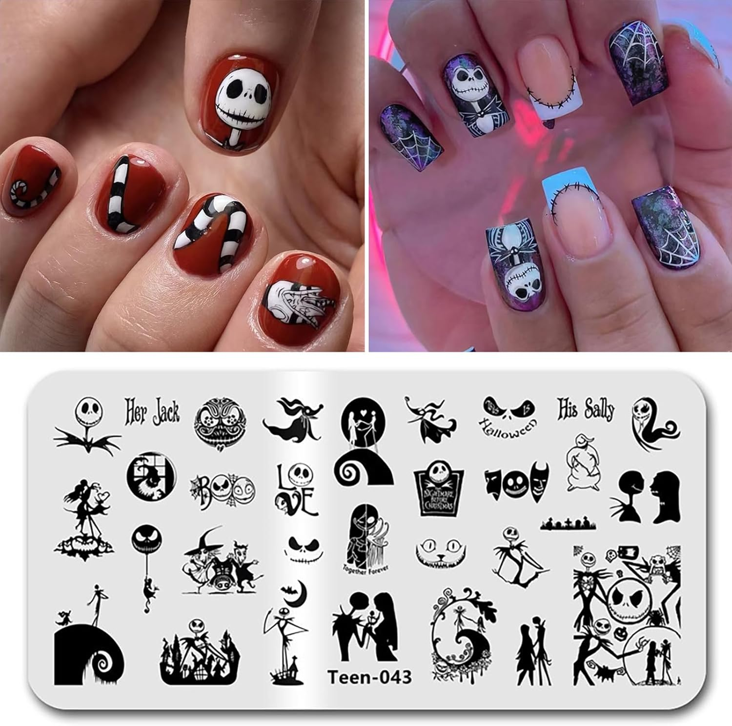 Halloween Nail Stamping Plate Spooky Holiday Nails Stamping Kit Skull Ghost Theme Nail Art Design Plate for Women Girls DIY Home Salon Use image number 3