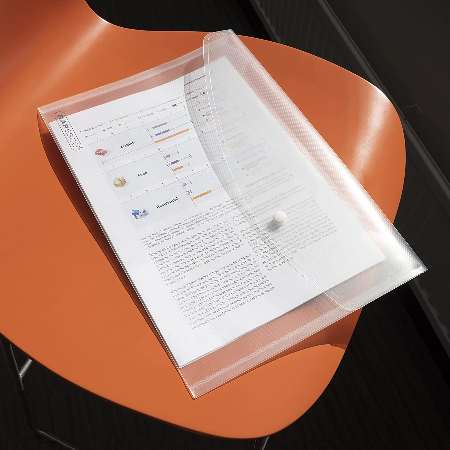 Rapesco 1497 A4/Foolscap Plastic Popper Wallet, Clear Transparent, Pack of 50