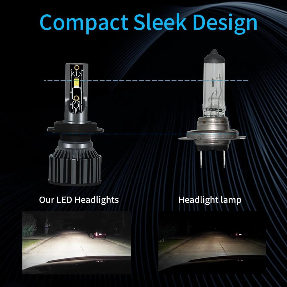 LEFAFA H7 LED Headlight Bulb, 16000LM 6000K High Low Beam Halogen Replacement LED Bulbs Cool White, H7 Car Fog Lights Cool Fan Fog Bulb, Plug and Play, Pack of 2 (H7)