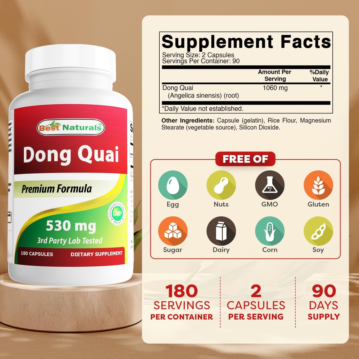 Best Naturals Dong Quai 530 Mg 180 Capsules image number 4