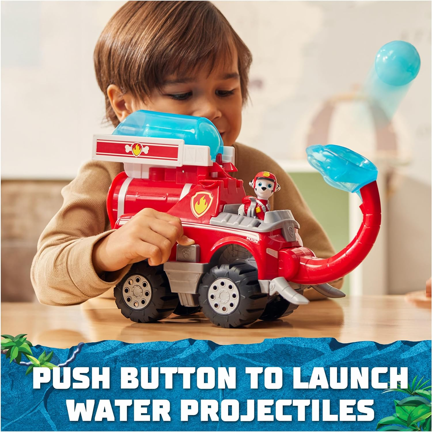 PAW Patrol Jungle Pups, Marshall Elephant Firetruck with Projectile Launcher, Toy Truck with Action Figure, Kids Toys for Boys & Girls Ages 3 and Up image number 5