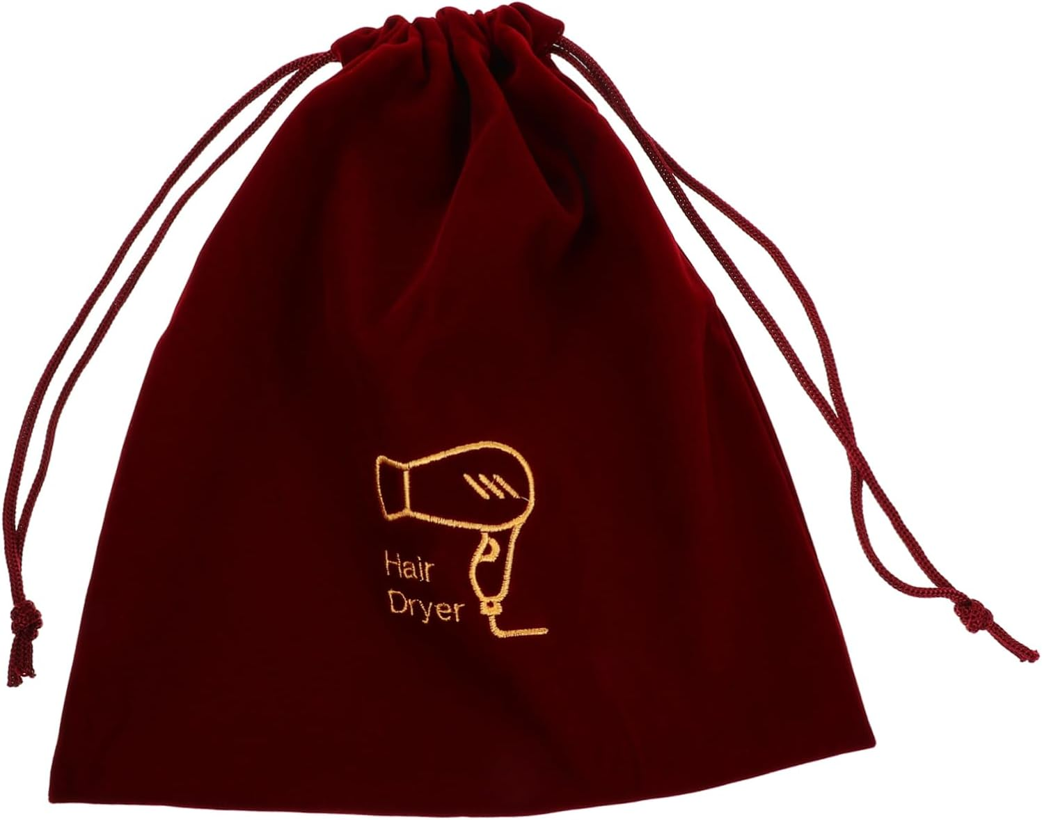 Drawstring Flannel Hair Dryer Bag 26X30Cm Velvet Travel Storage Organizer for Hair Styling Tools Portable Hairdryer Case in Maroon image number 4