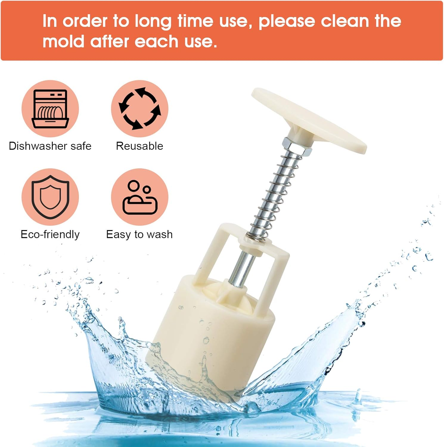 Luxiv Moon Cake Mould 50G, 12 PCS Pattern Hand-Pressure Mooncake Molds for Mid-Autumn DIY Pastry Tool 2 Sets with 6Pcs round Flower Mooncake Mode and 6 Pcs Square Pattern Mooncake Mould (White, 50G) image number 2