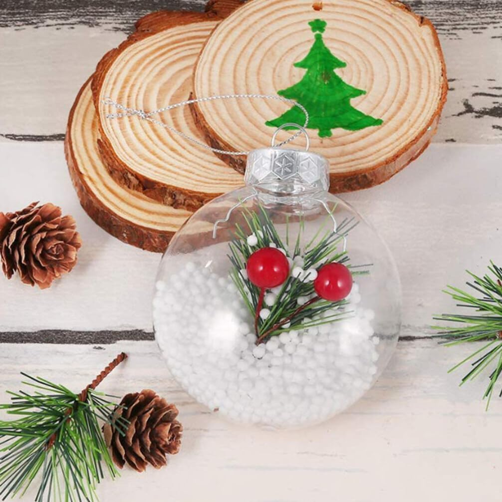 Ciieeo Clear Fillable Baubles 8Cm Flat Transparent Christmas Tree Hanging Ornaments DIY Xmas Party Decorations for Home and Wedding image number 2