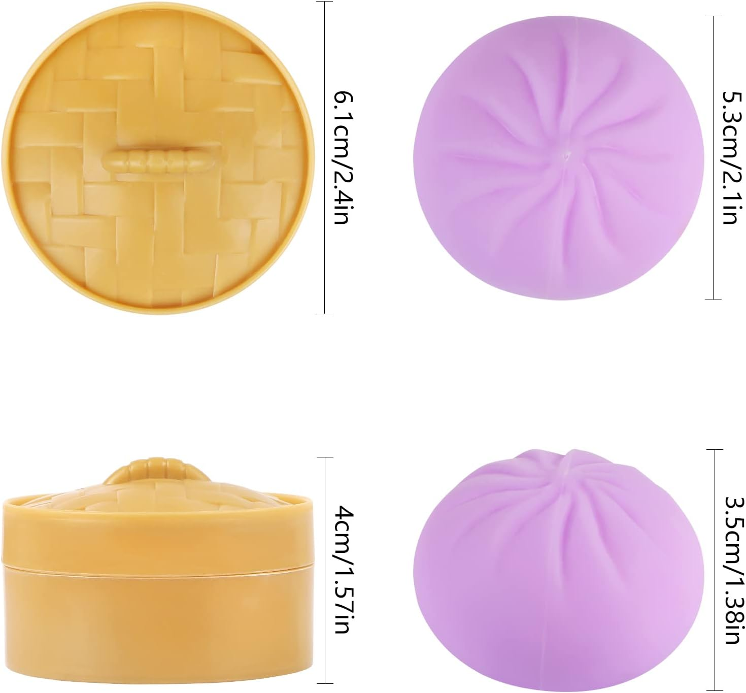 4 PCS Colorful Dumpling Squishy Stress Balls Fidget Sensory Toys,Simulation Food Squishies Bun with Little Steamer Squeeze Dough Ball Stress Relief Hand Toy,Anti-Anxiety Stretchy Toy for Kids Adult image number 2