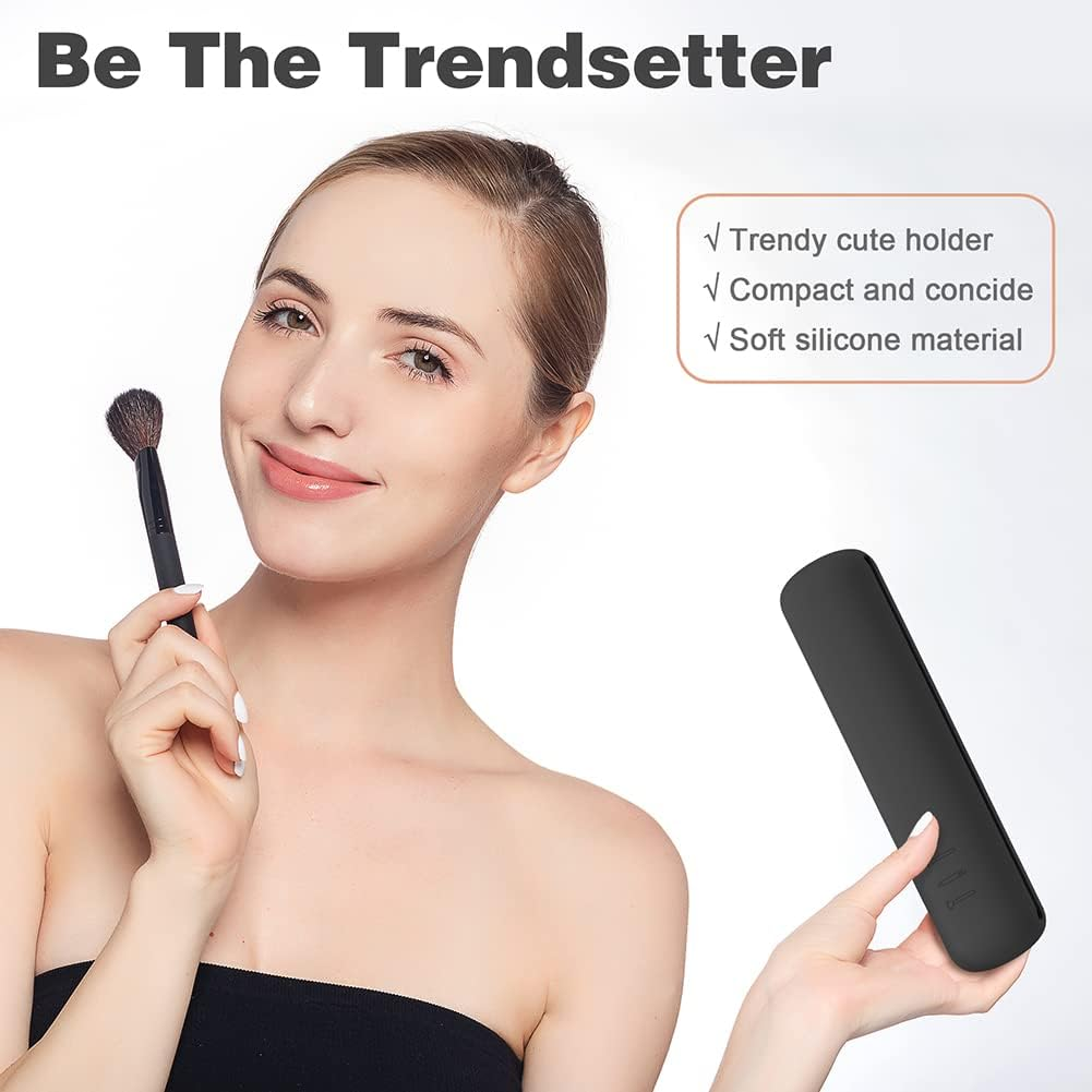 BEZOX Trendy Makeup Brush Holder - Silicon Makeup Brush Case, Sleek Make up Brush Holder, Waterproof Makeup Brush Holder for All Your Brushes (Black) image number 3