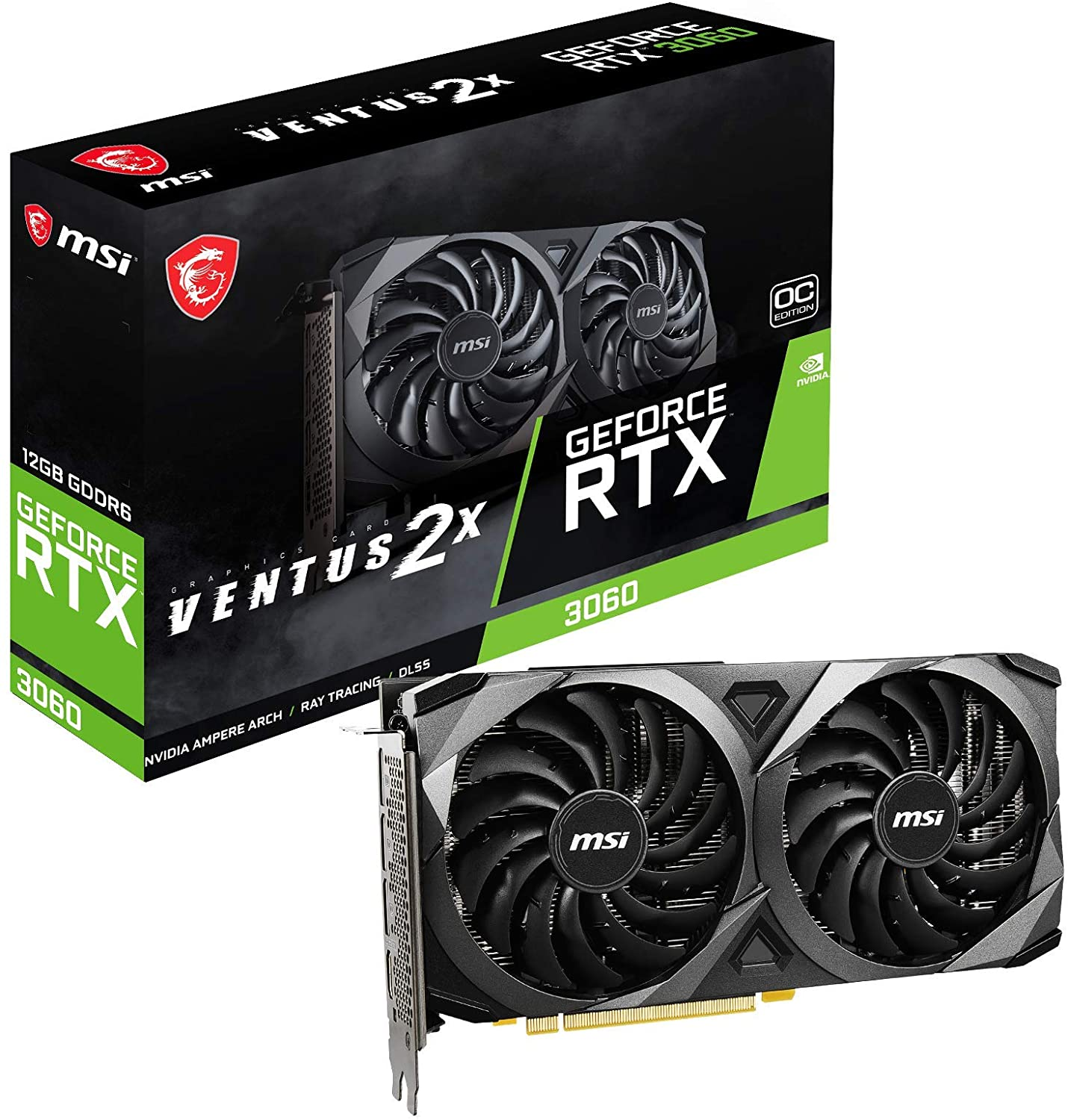 MSI RTX 3060 12GB VENTUS 2X OC LHR Graphics Card image number 1