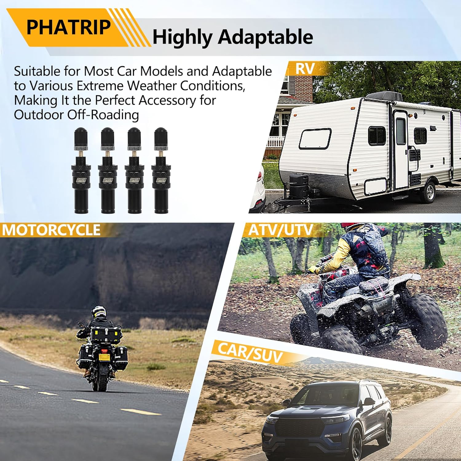 Automatic Tire Deflator Kit, 4 Pcs Adjustable Auto-Stop Tire Deflator Valve (10-30 PSI), 4X4 Portable Air Deflator Tire Valve Core Tool, Tire Air down Tool for Vehicles, Motorcycles, Cars, Trucks image number 3