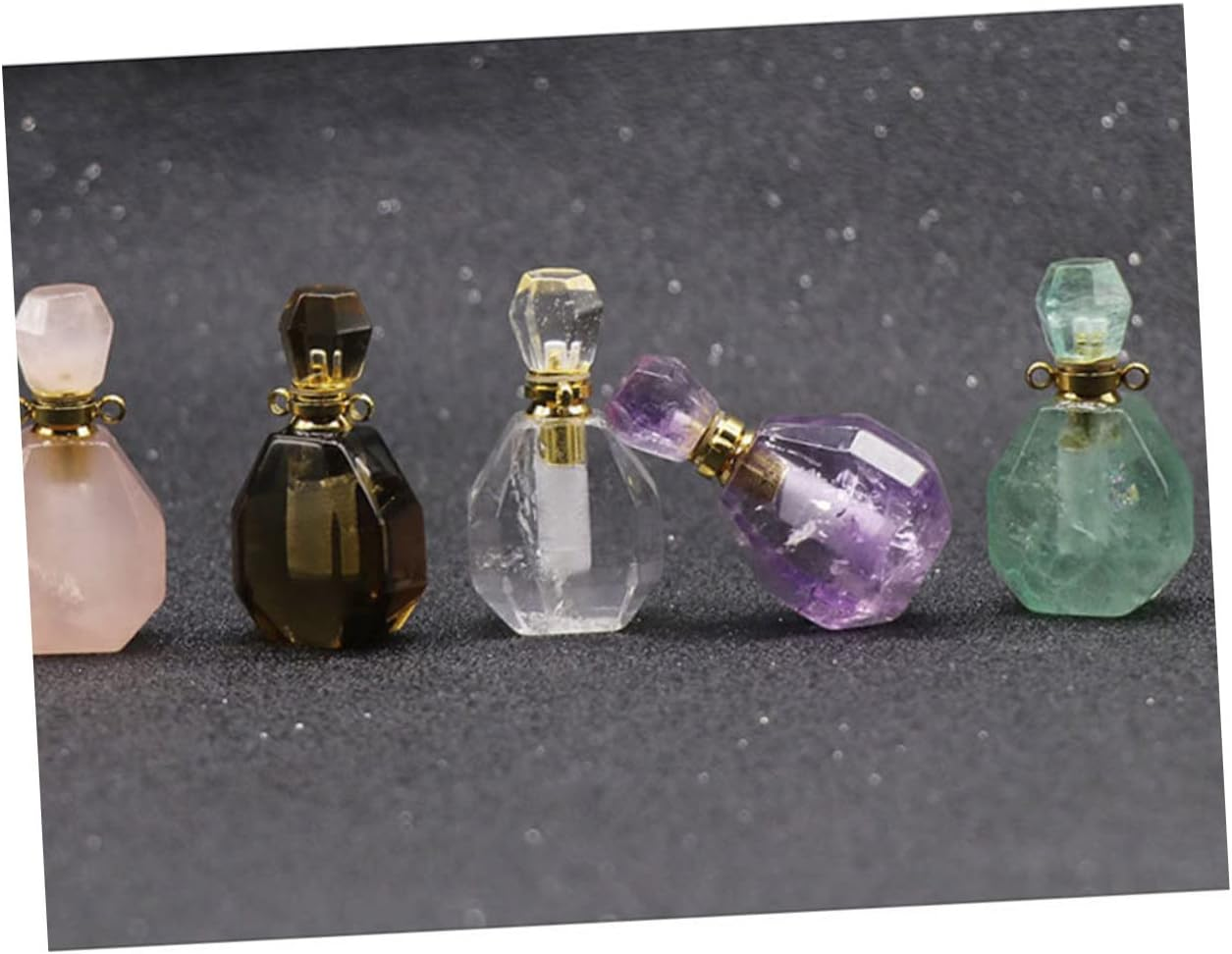 Yardenfun Essential Oil Perfume Travel Bottle Fluorite Crystal Pendant Jewelry Decor Mini Wishing Bottle Necklace Aromatherapy Accessory for Women image number 5