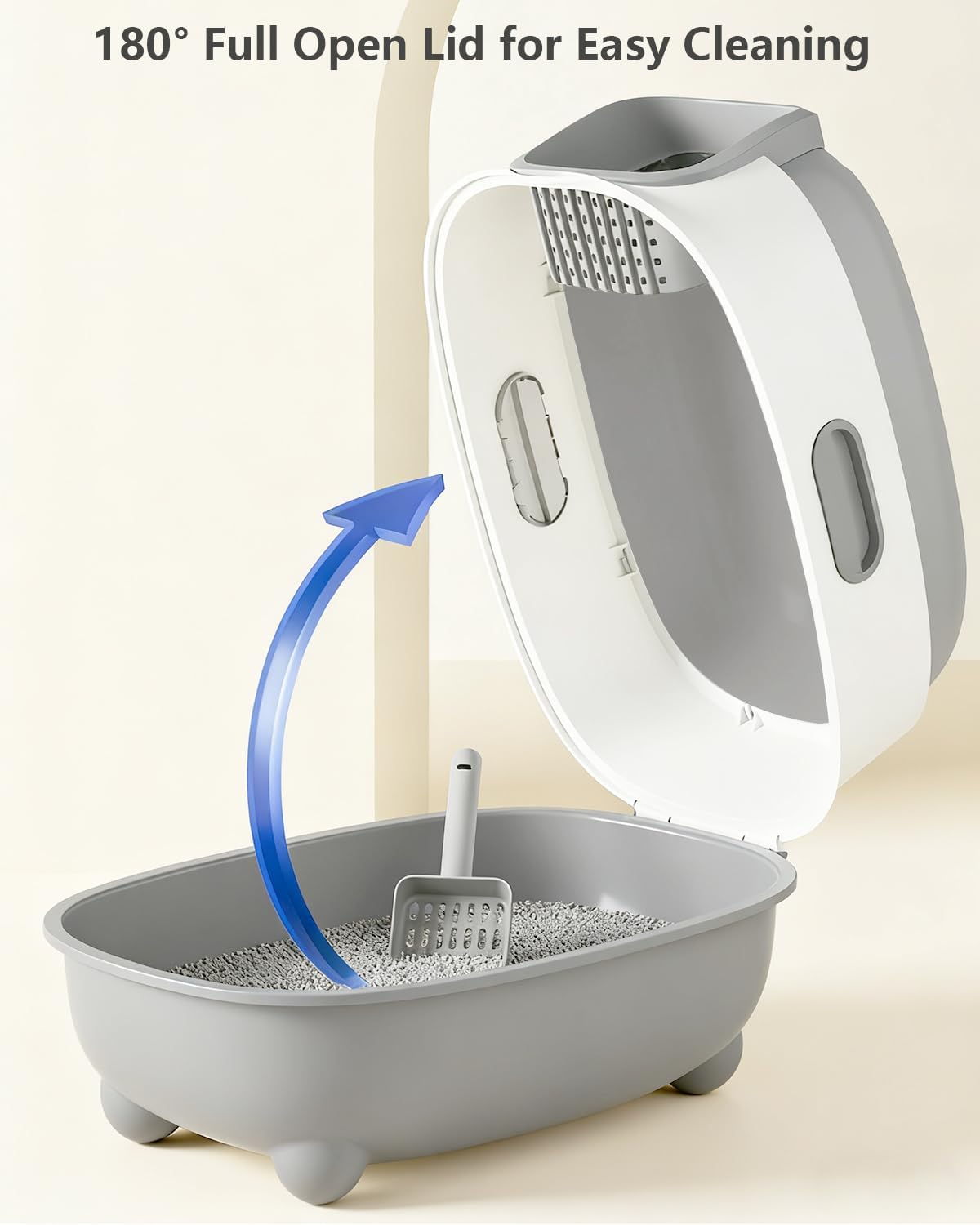 Extra Large Cat Litter Box with UV Sterilizer & Removable Lid - 56X39X40Cm Enclosed Litter Pan for Large Breed & Multiple Cats,Odor Control,Includes Scoop & Anti-Splash Design